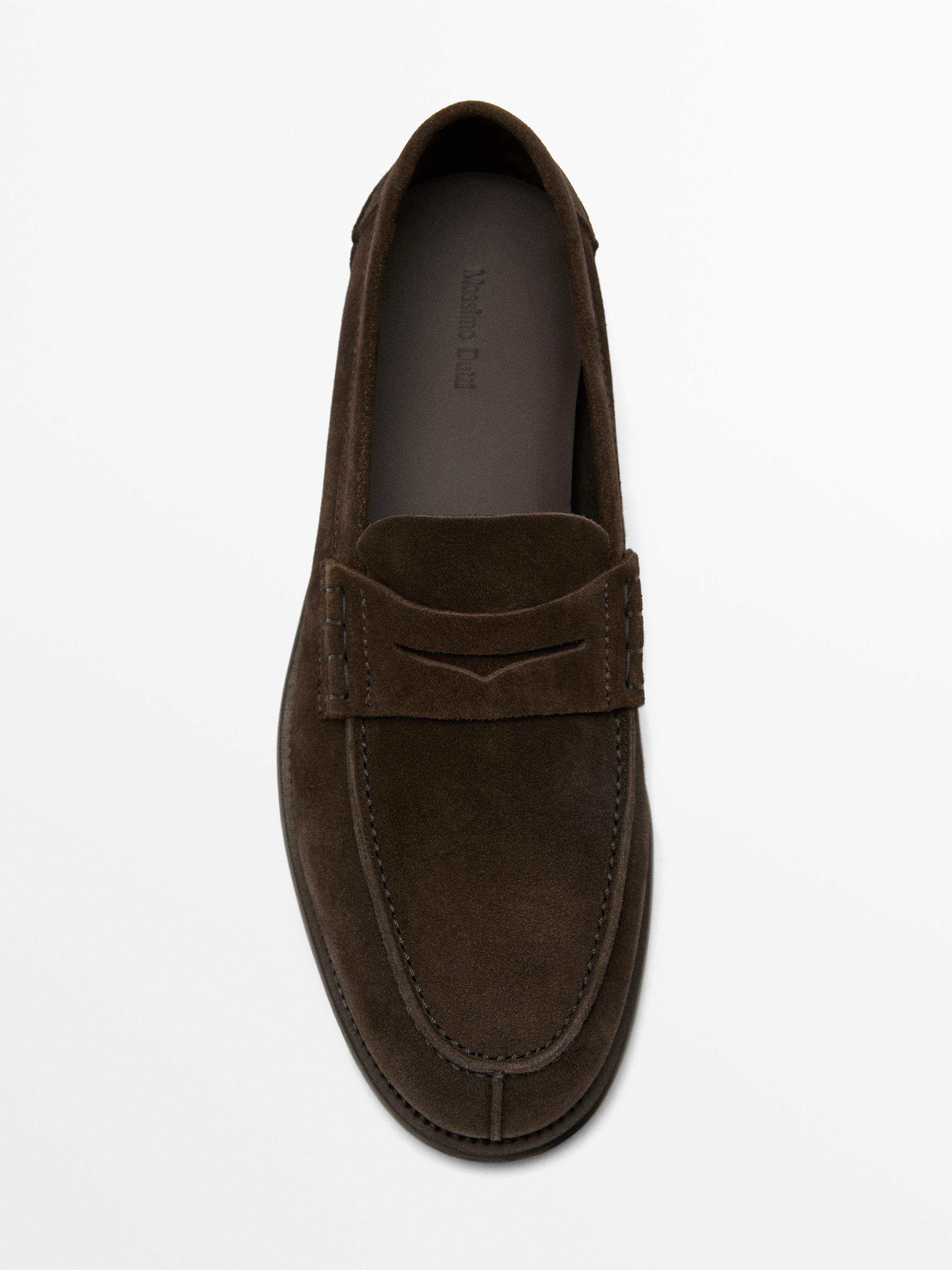 Leather loafers with penny strap — BROWN