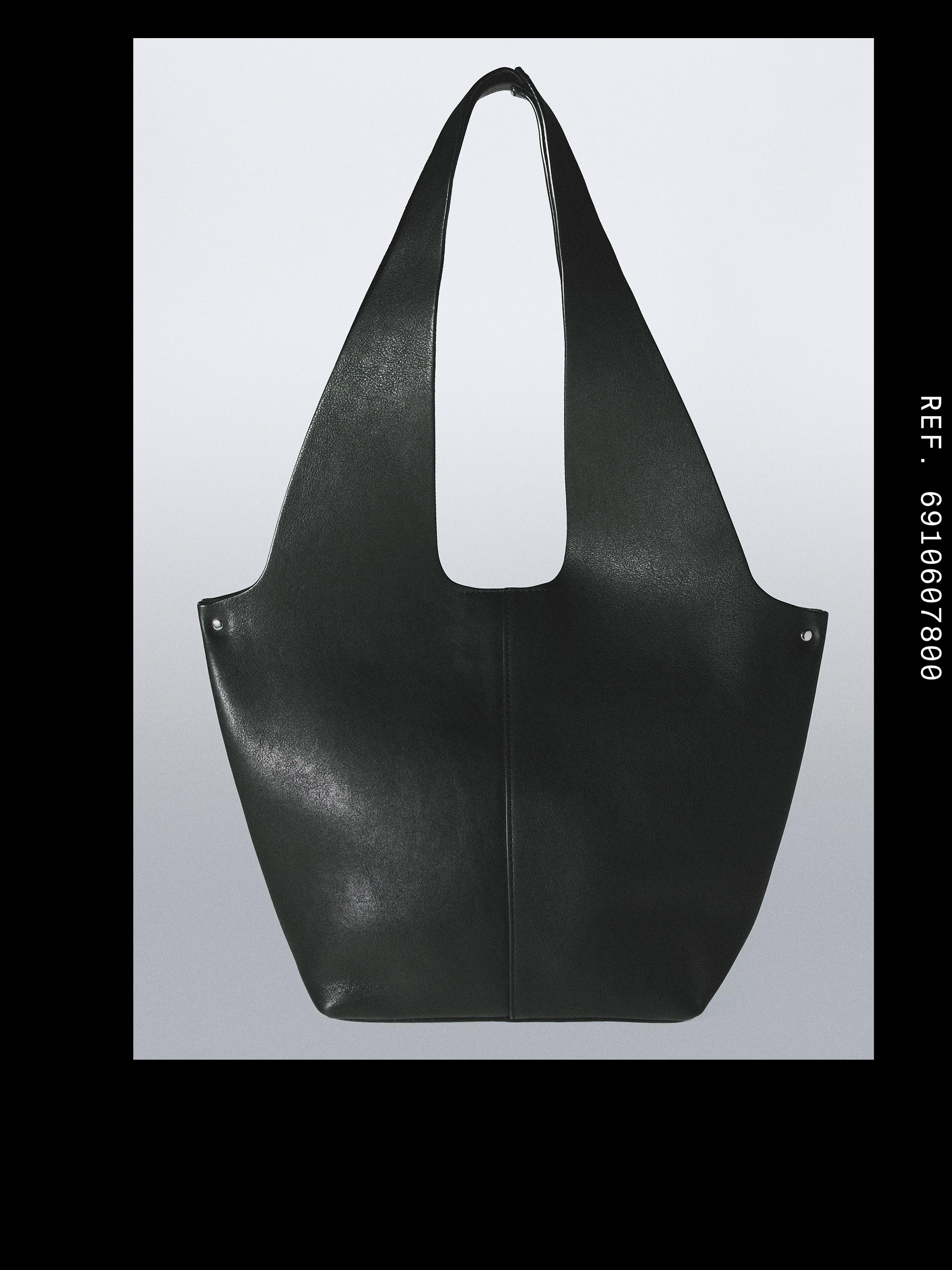 Nappa leather tote bag — BLACK