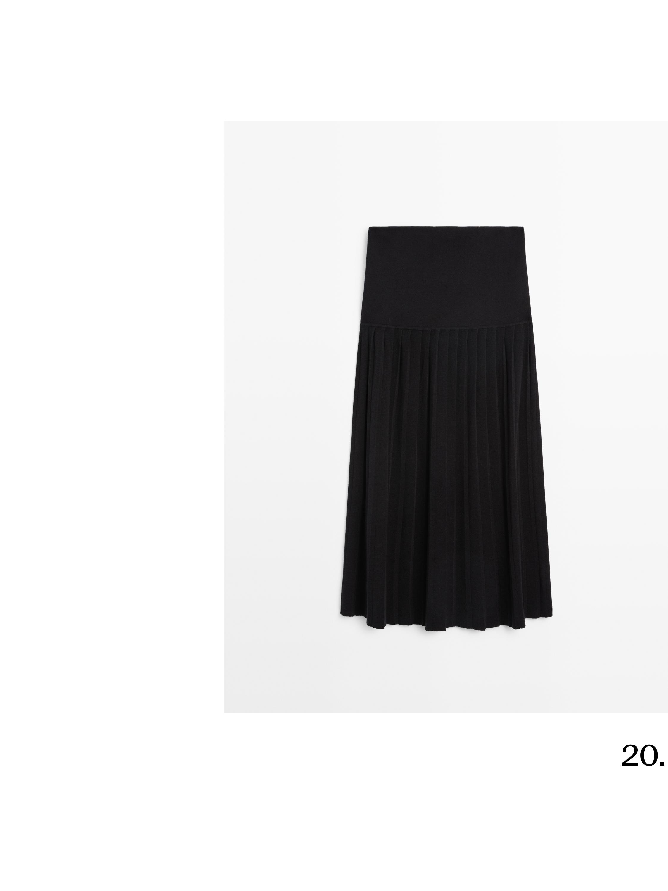 Midi skirt with box pleats — BLACK
