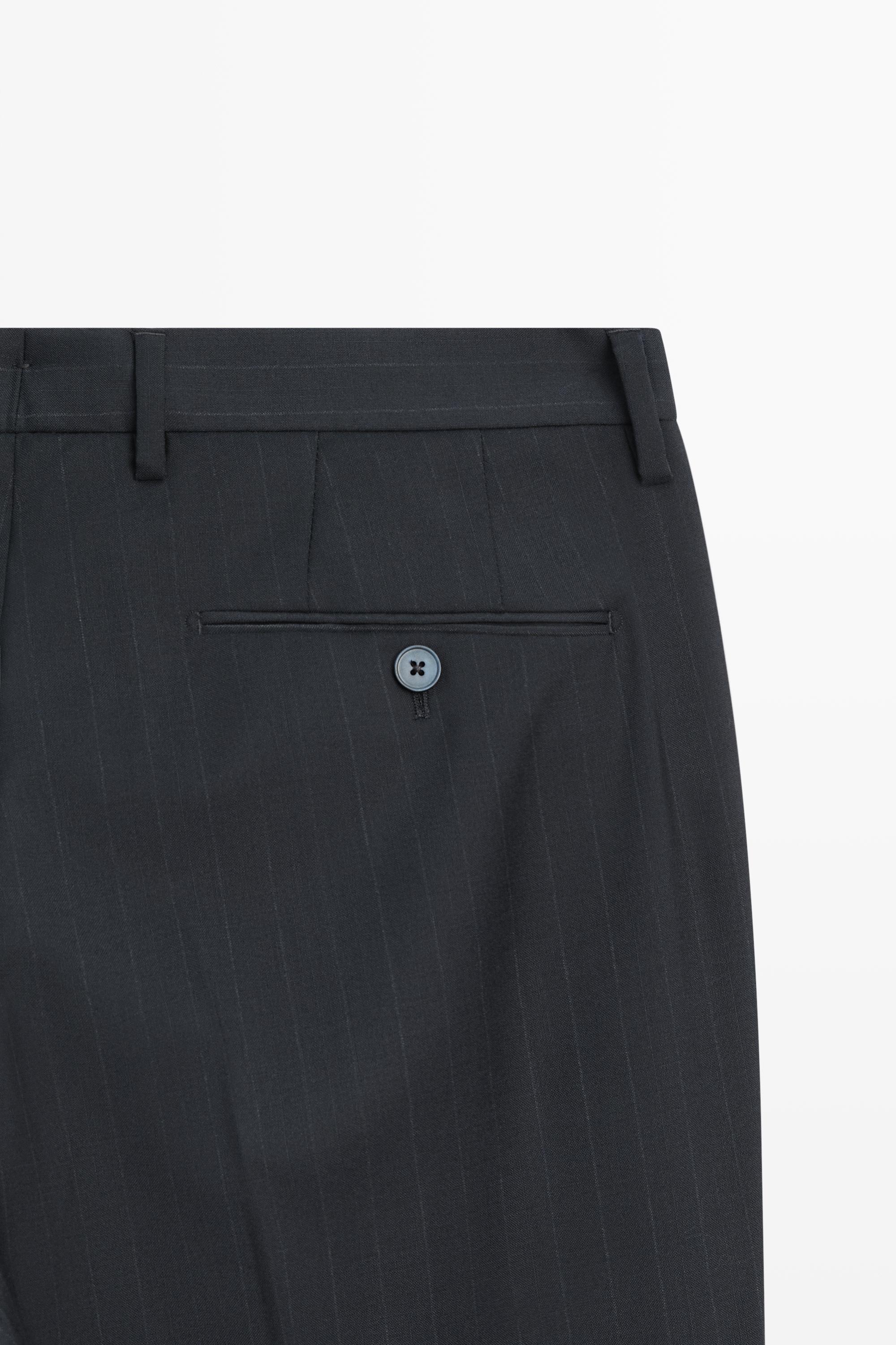 Striped 100% cool wool suit pants — NAVY BLUE