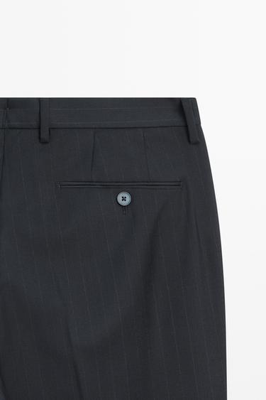 Striped 100% cool wool suit pants — NAVY BLUE 7