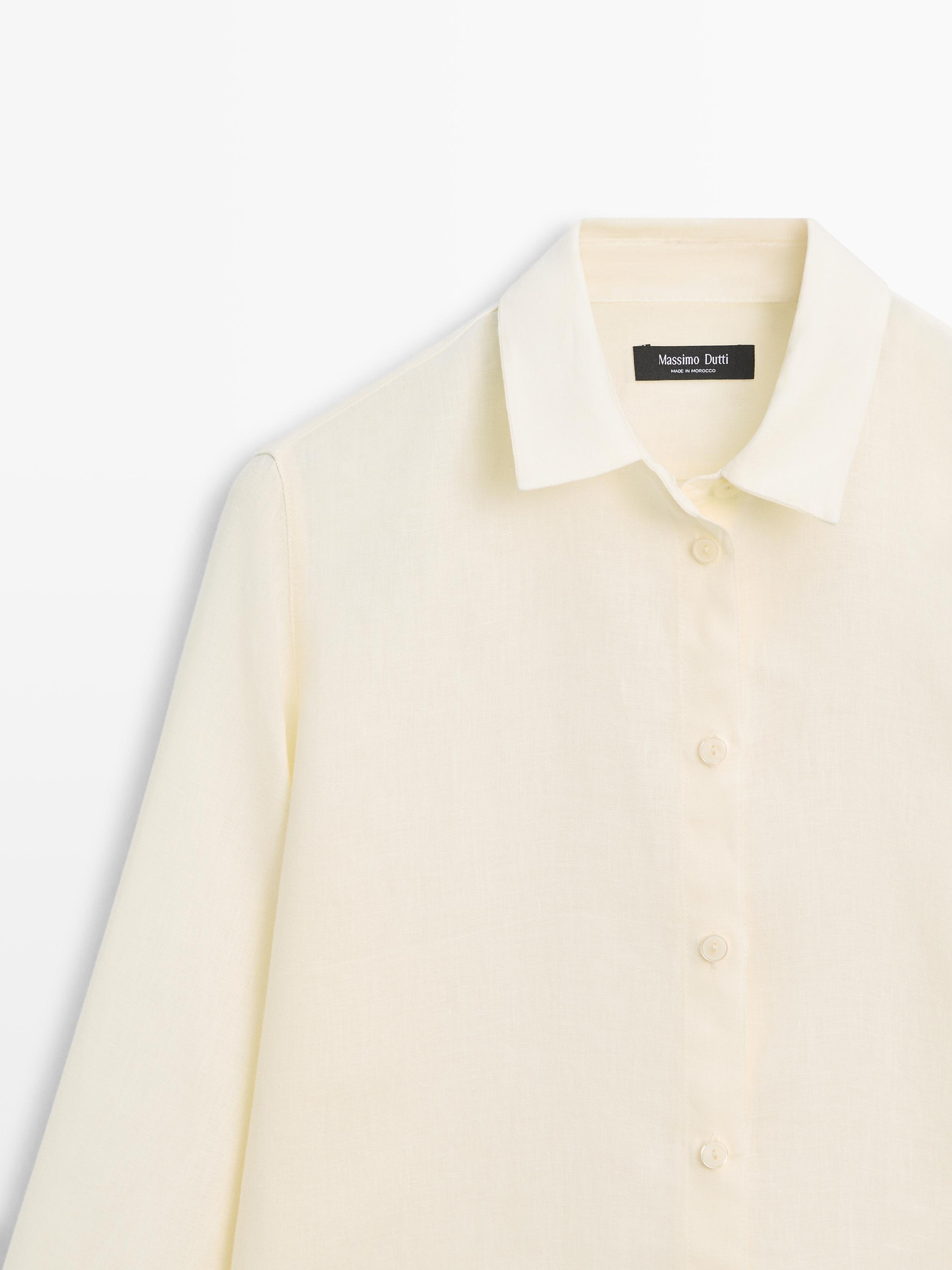 Dökümlü %100 keten gömlek