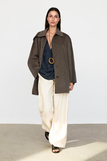 Melange wool blend coat — BROWN 1
