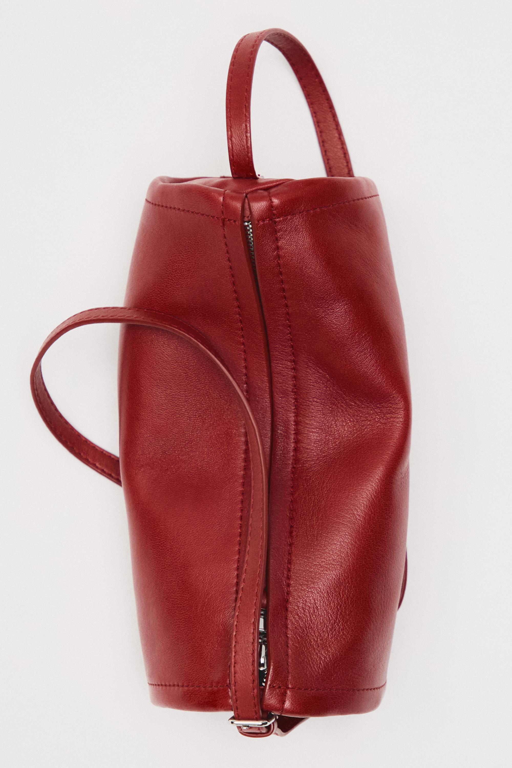 Nappa leather crossbody bag — CORAL RED