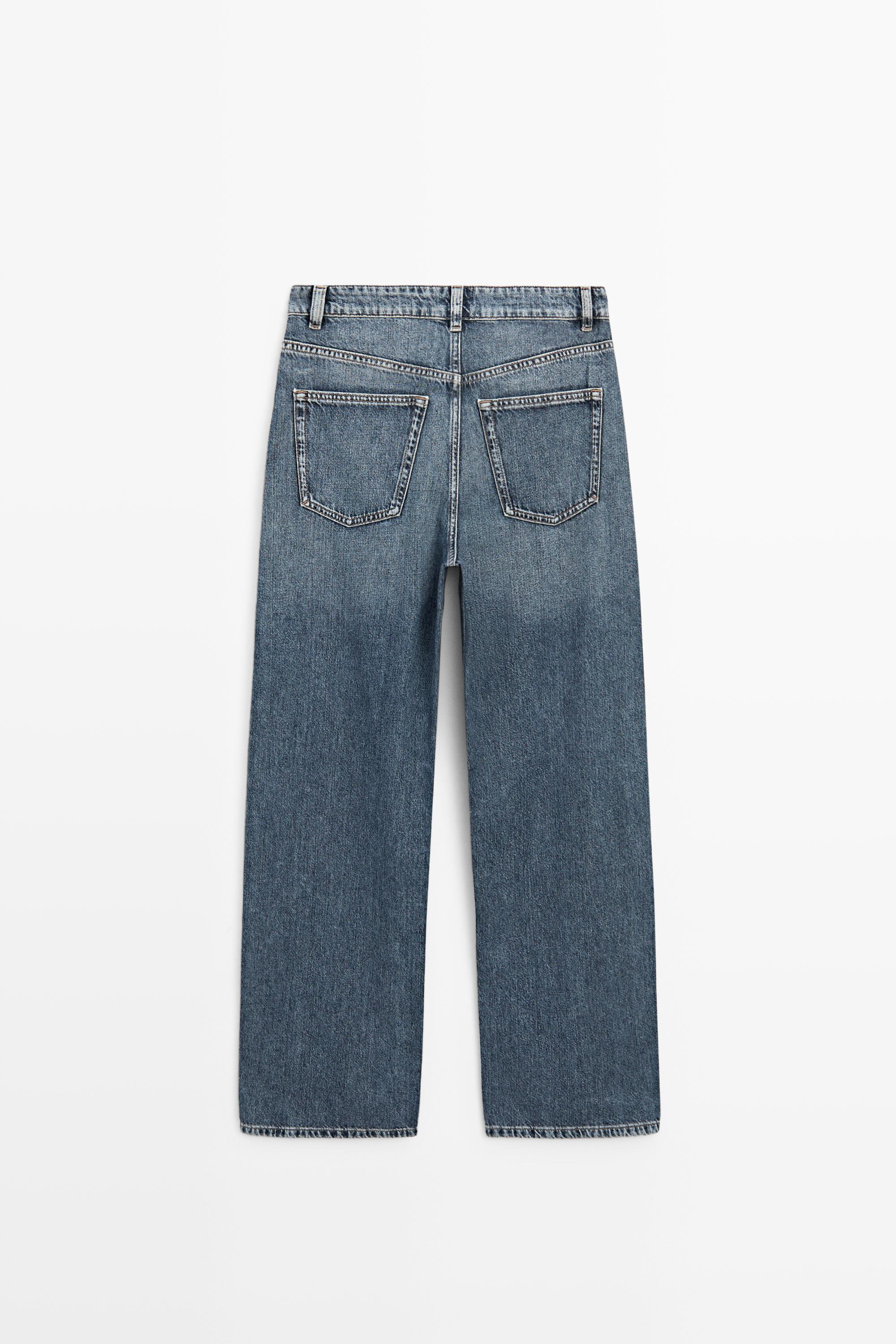 Mid-waist barrel fit jeans — MEDIUM BLUE
