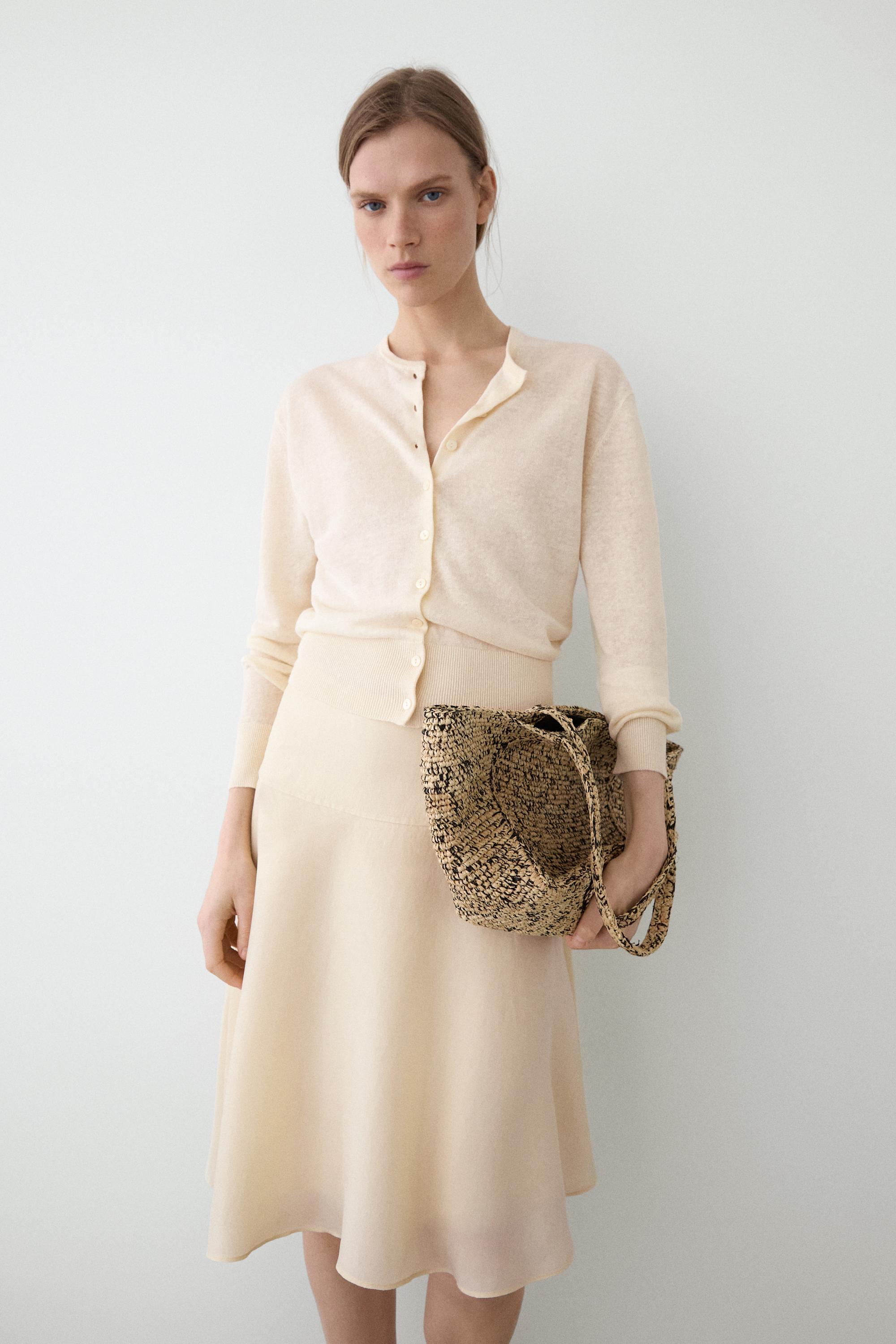 Leinen-Strickcardigan mit Knöpfen