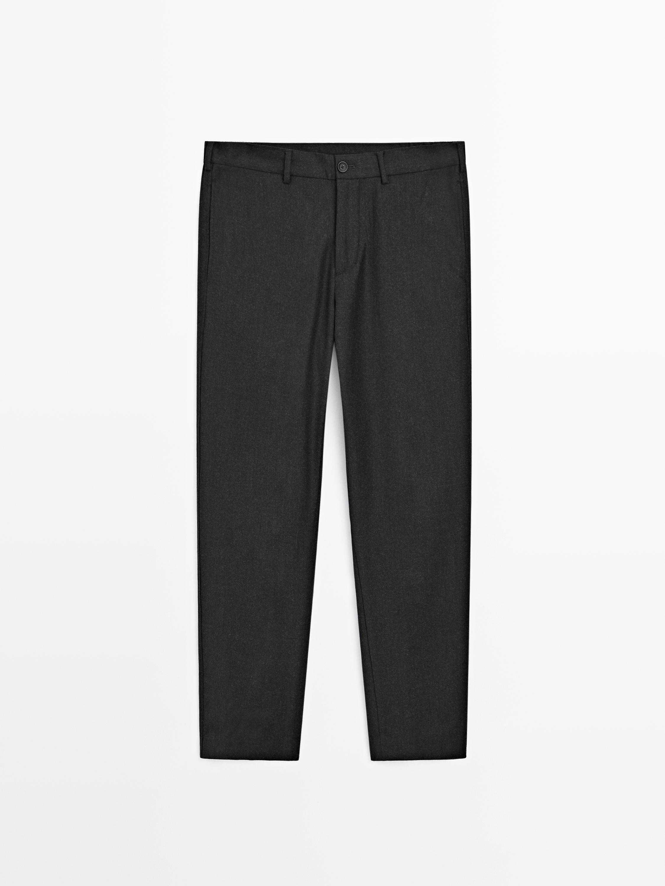 100% wool flannel trousers with elasticated side