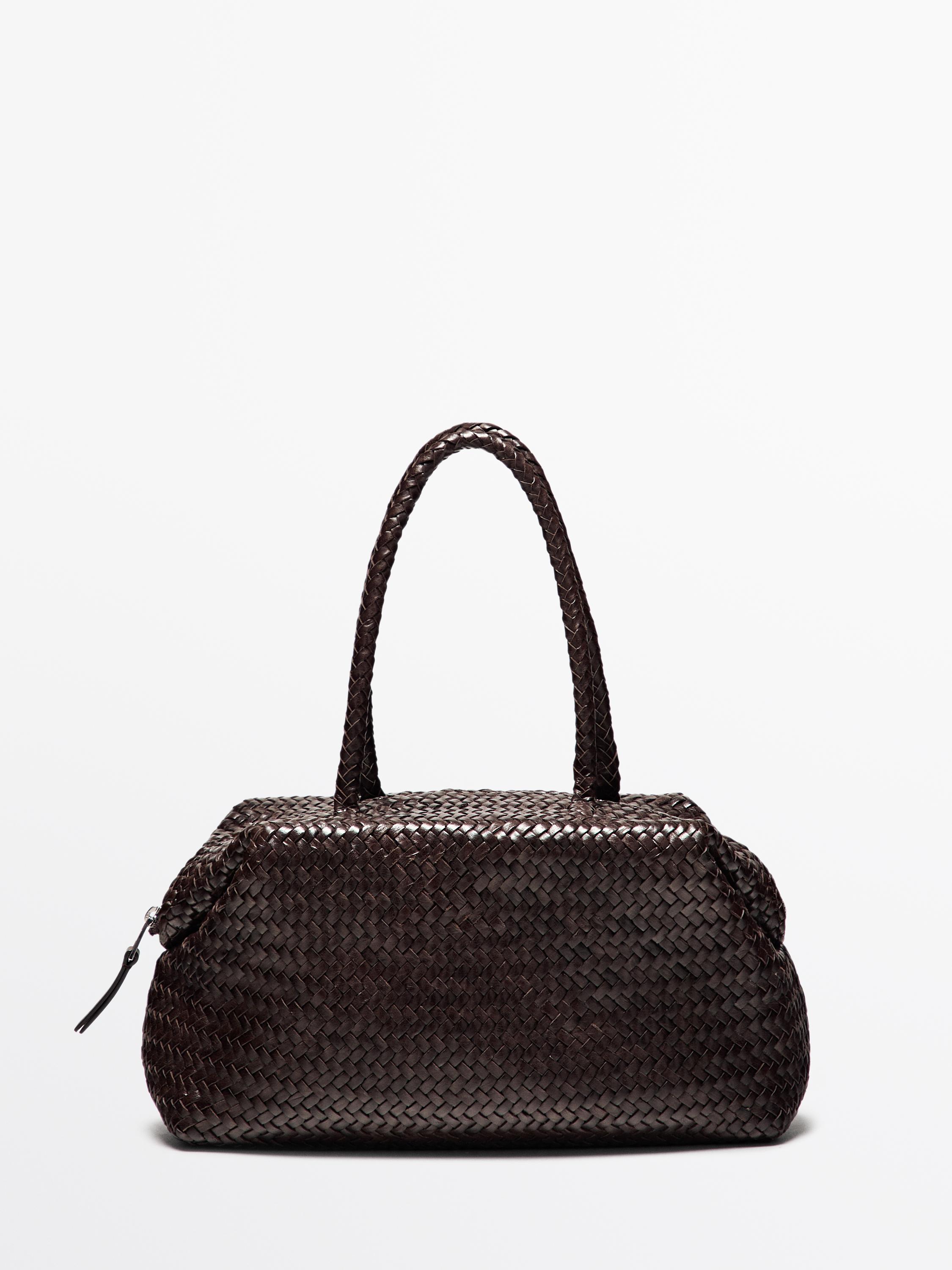 Sac satchel tressé en cuir nappa