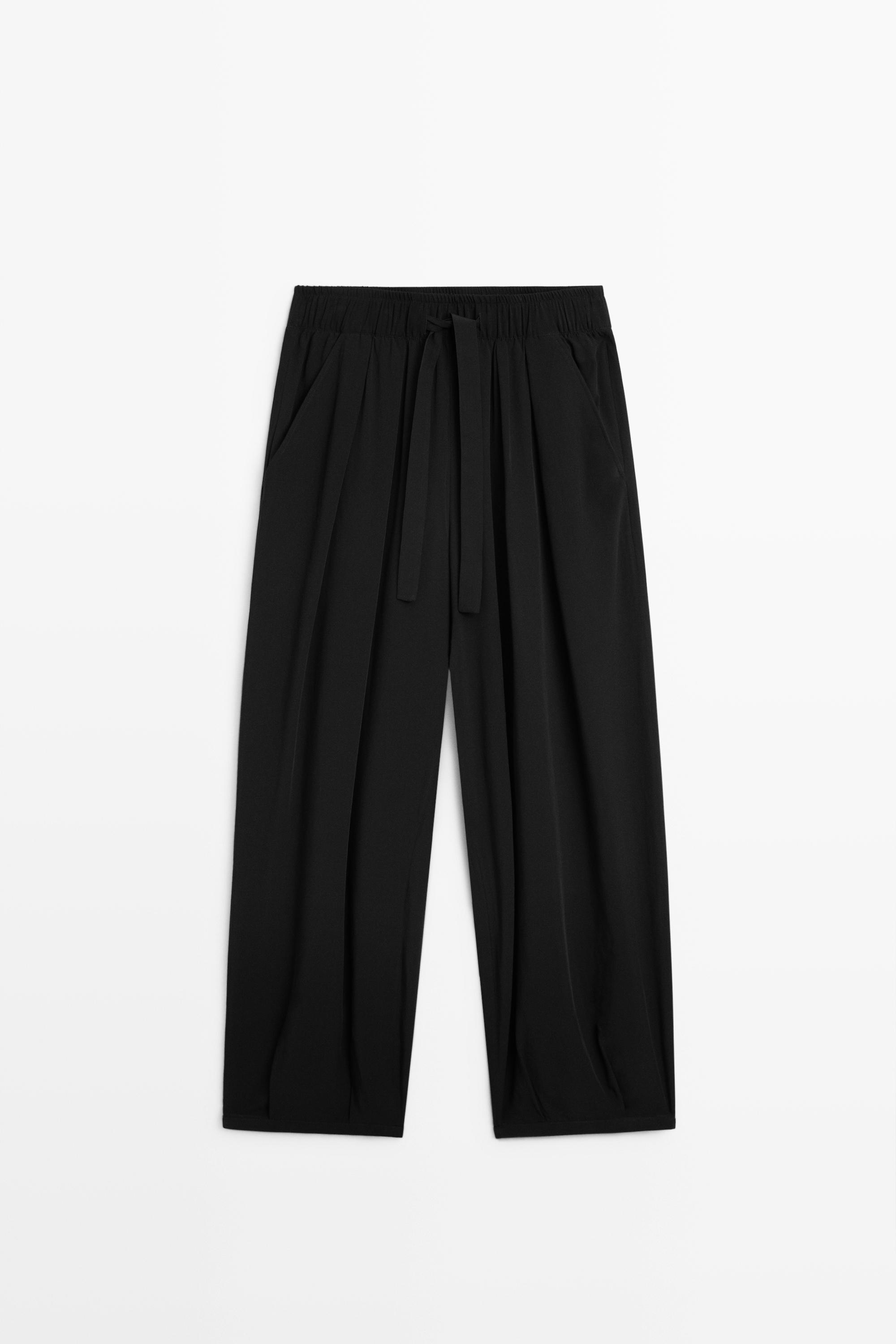 Pantalón fluido goma lazada total look