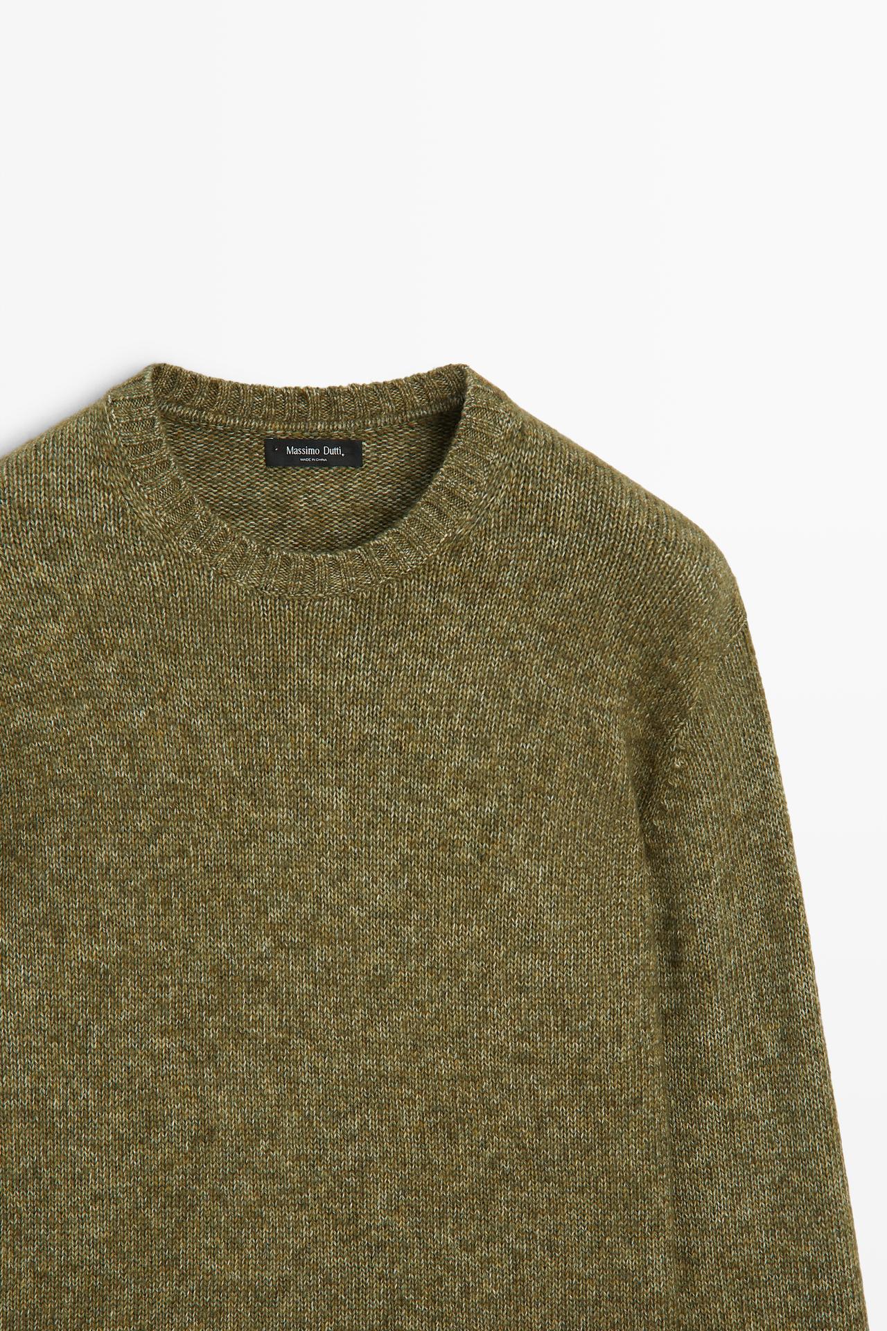 Flecked cotton-blend knit sweater — GREEN