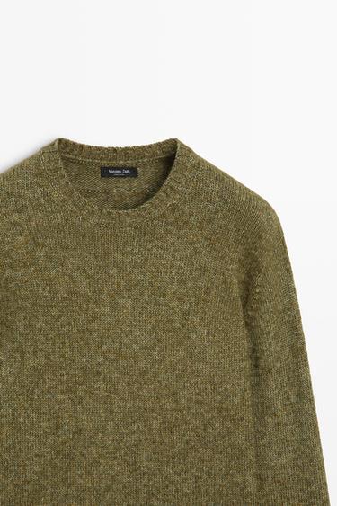 Flecked cotton-blend knit sweater — GREEN 4