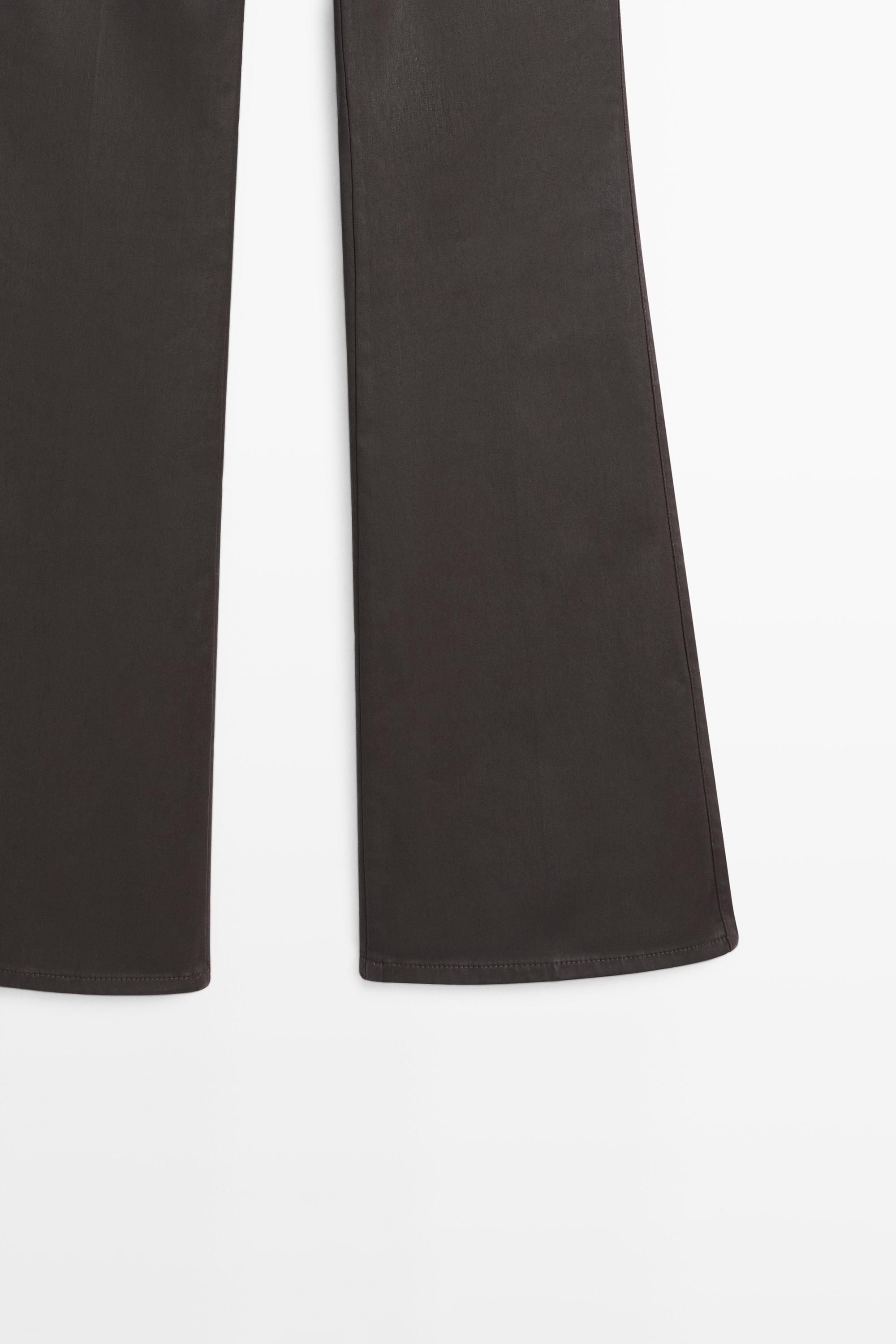 Waxed flare fit trousers — BROWN