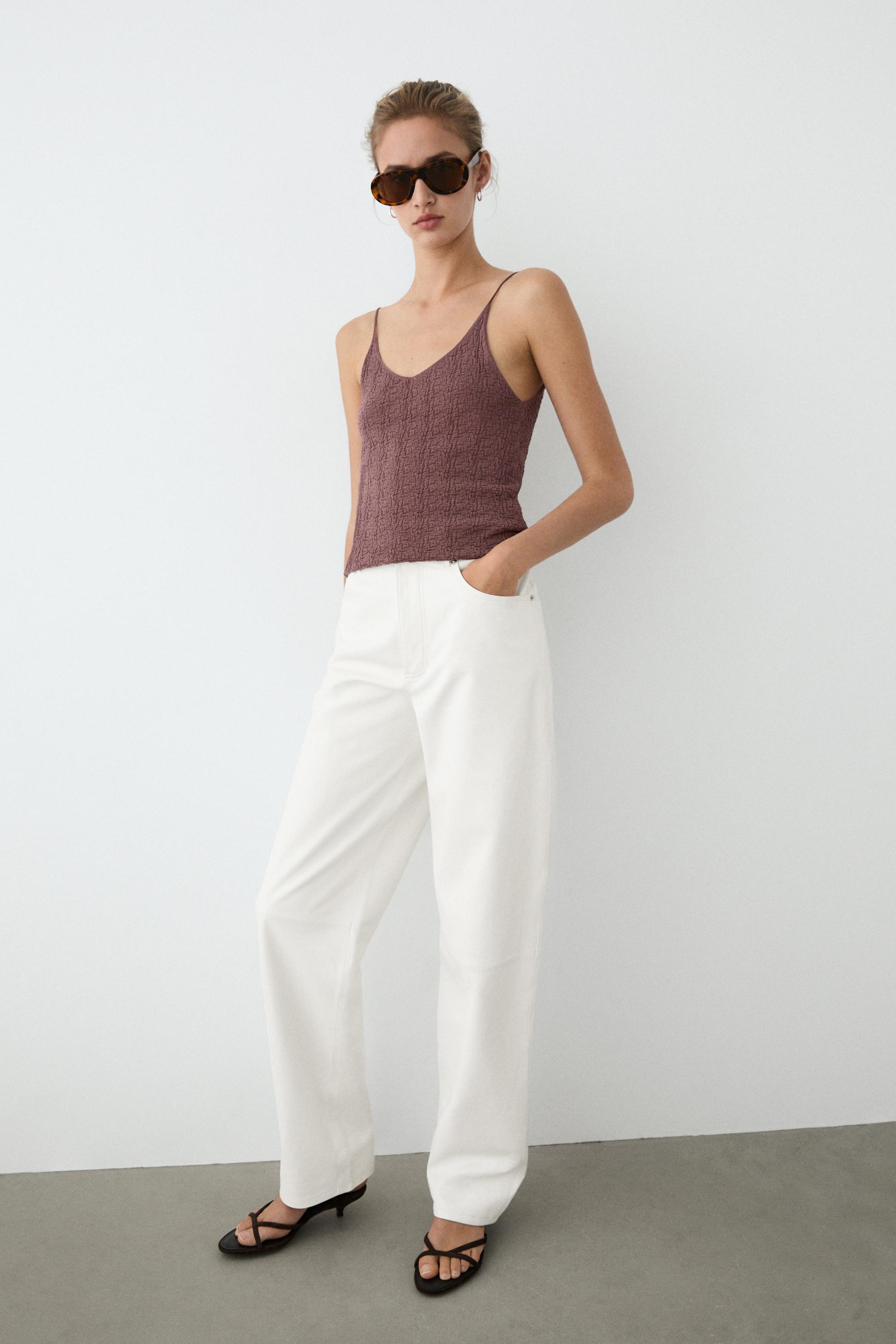 Straight-leg leather pants — WHITE