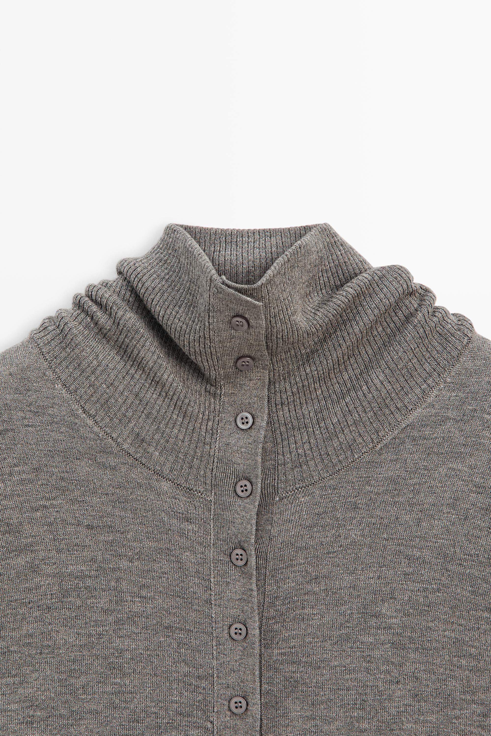 Turtleneck cardigan with button detail — GREY