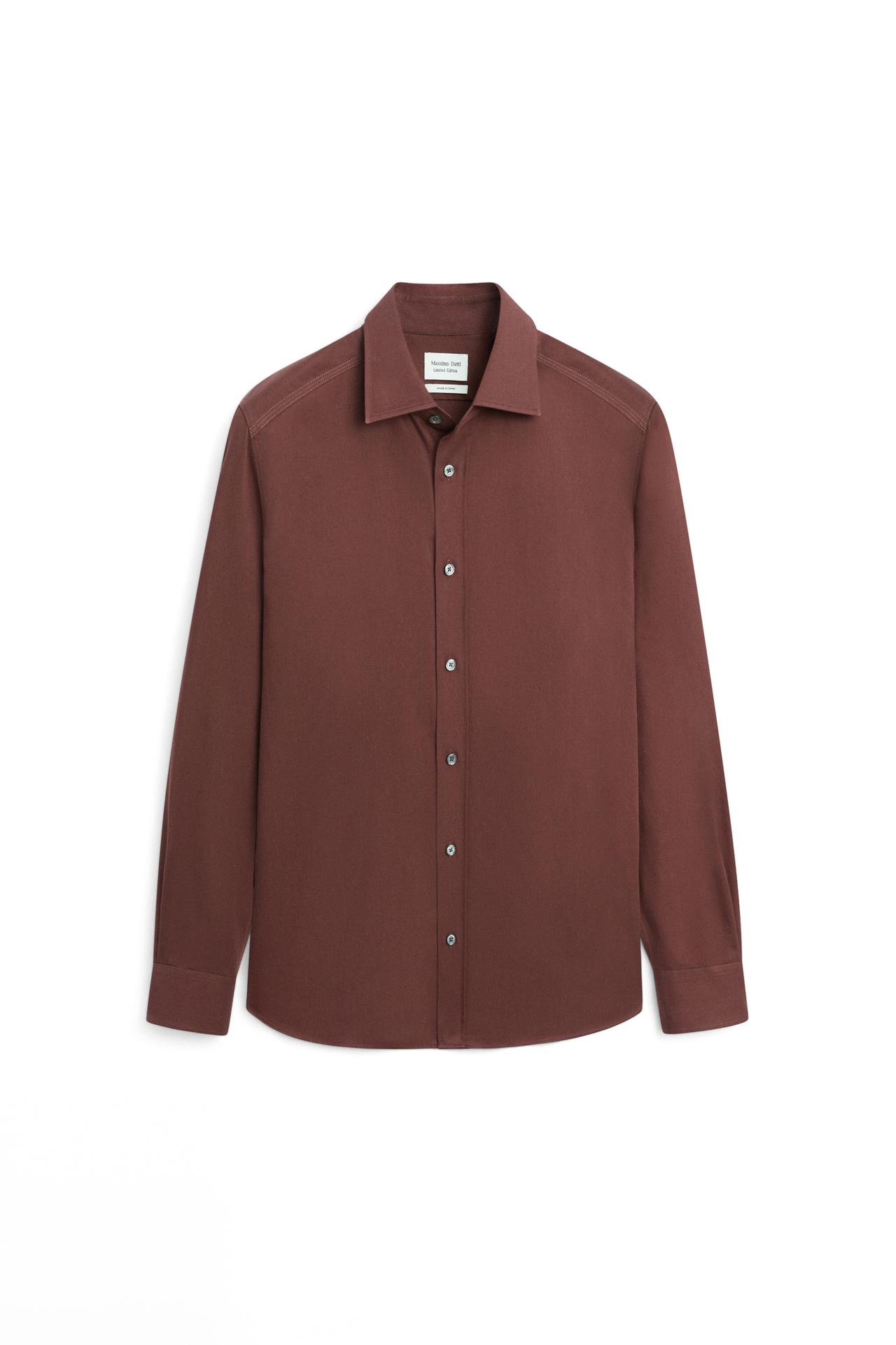 Regular fit cotton blend shirt - LIMITED EDITION — DARK MAROON