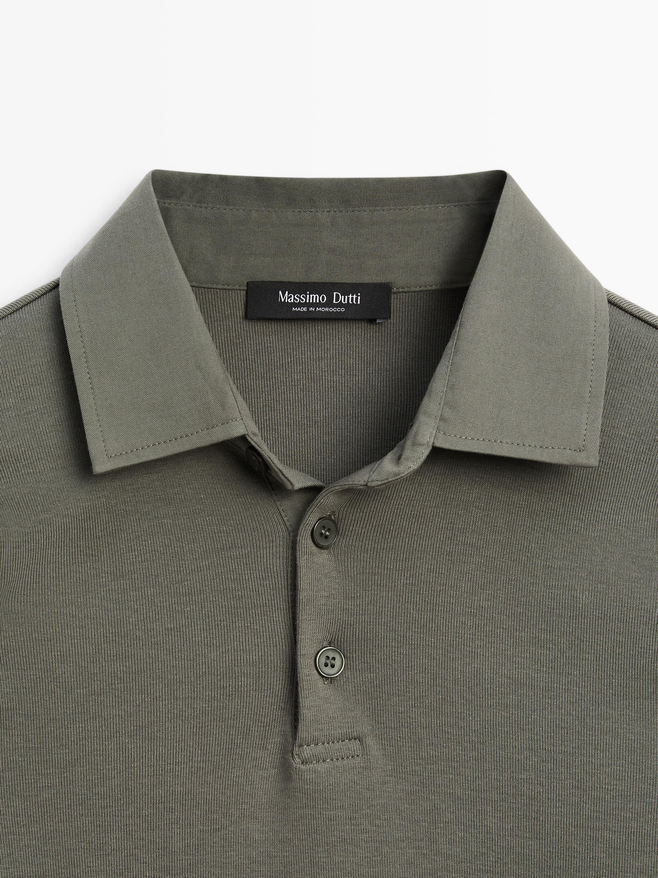 Langarm-Poloshirt mit abgesetztem Kragen