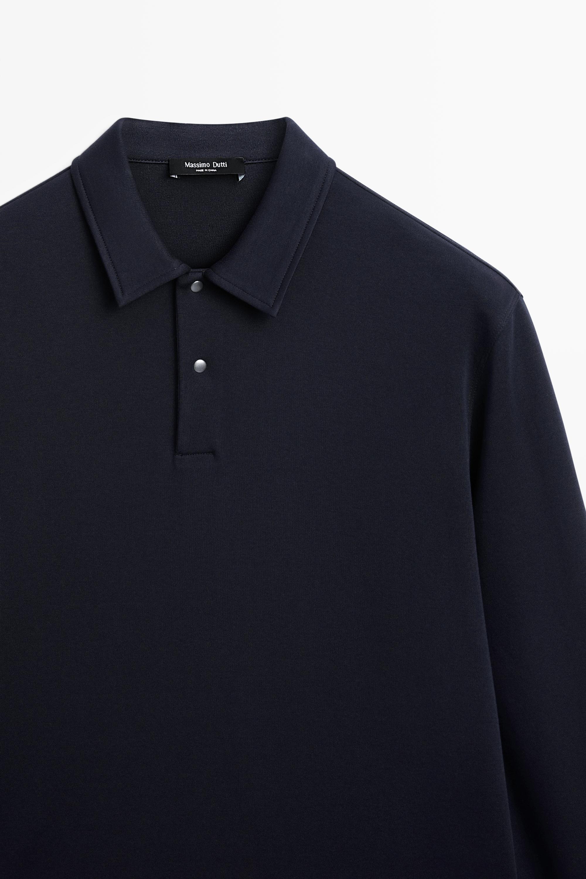 100% cotton long sleeve polo shirt — INK BLUE