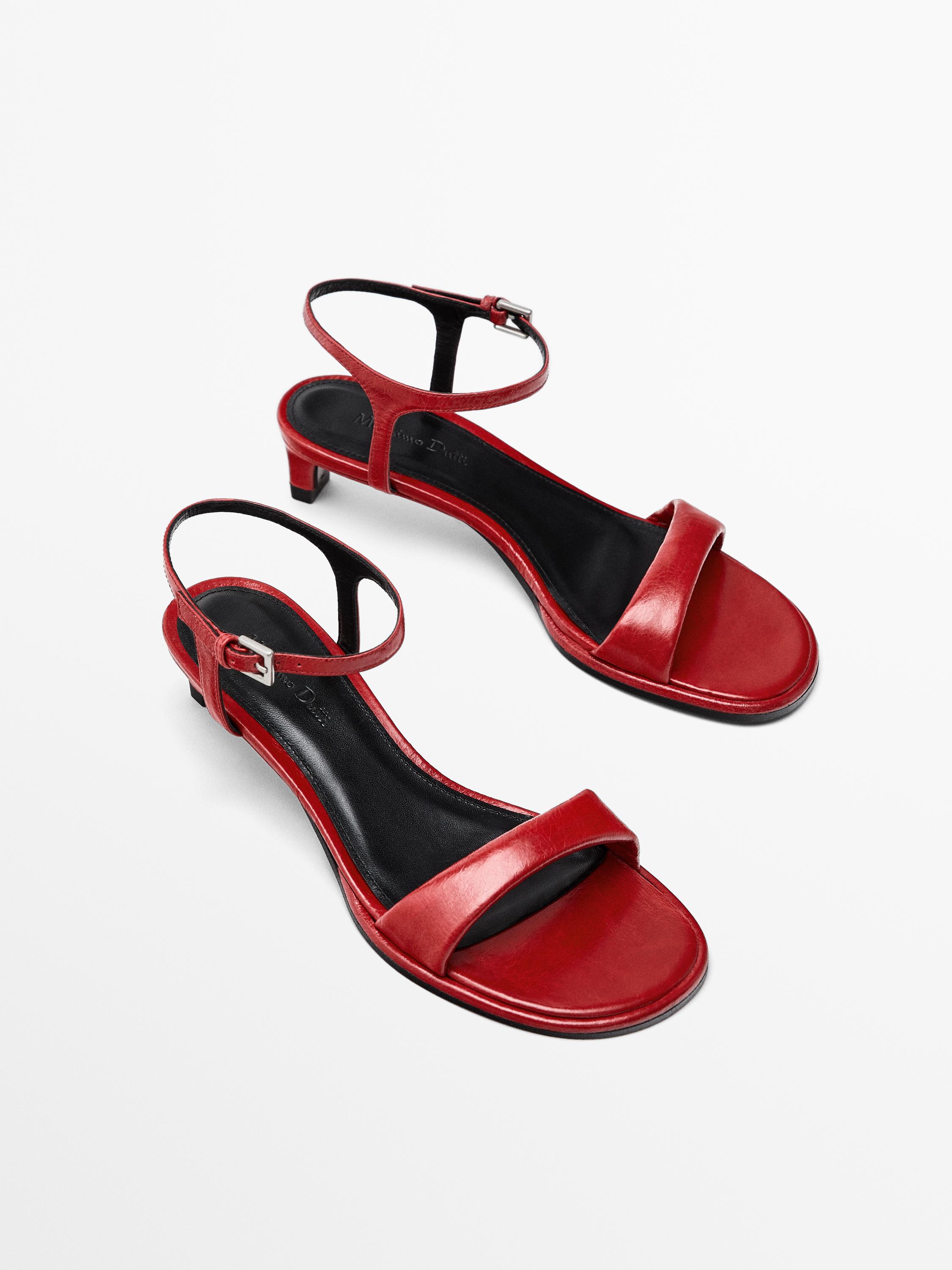 Red heeled sandals shops wide fit