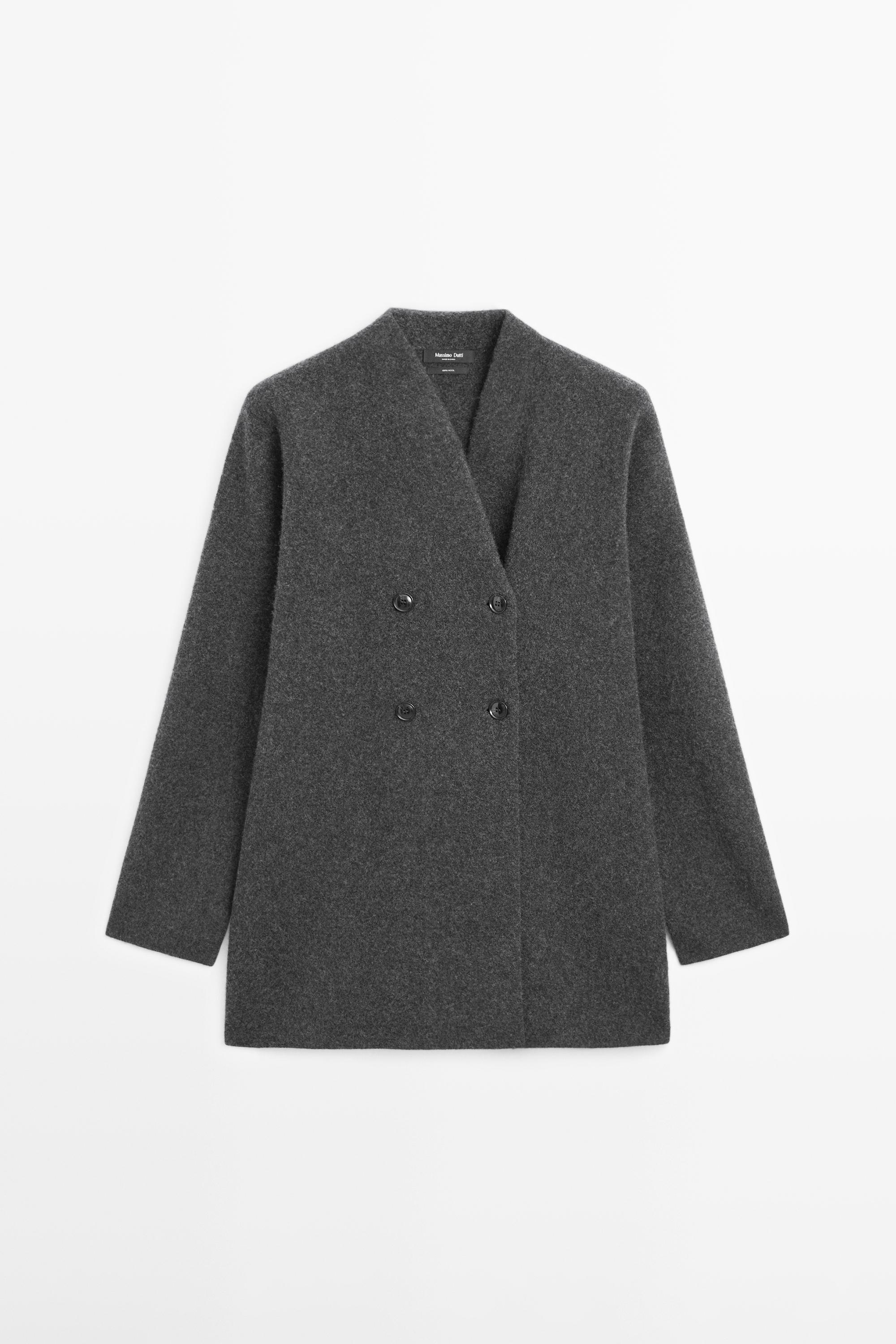 كارديغان صوف طويل بصفين أزرار