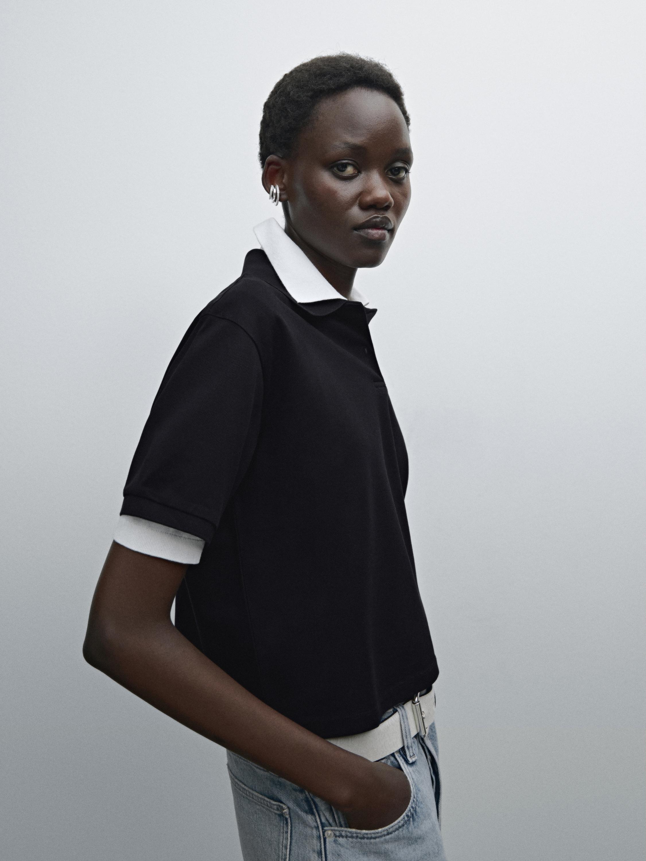 Mercerised cotton piqué polo shirt