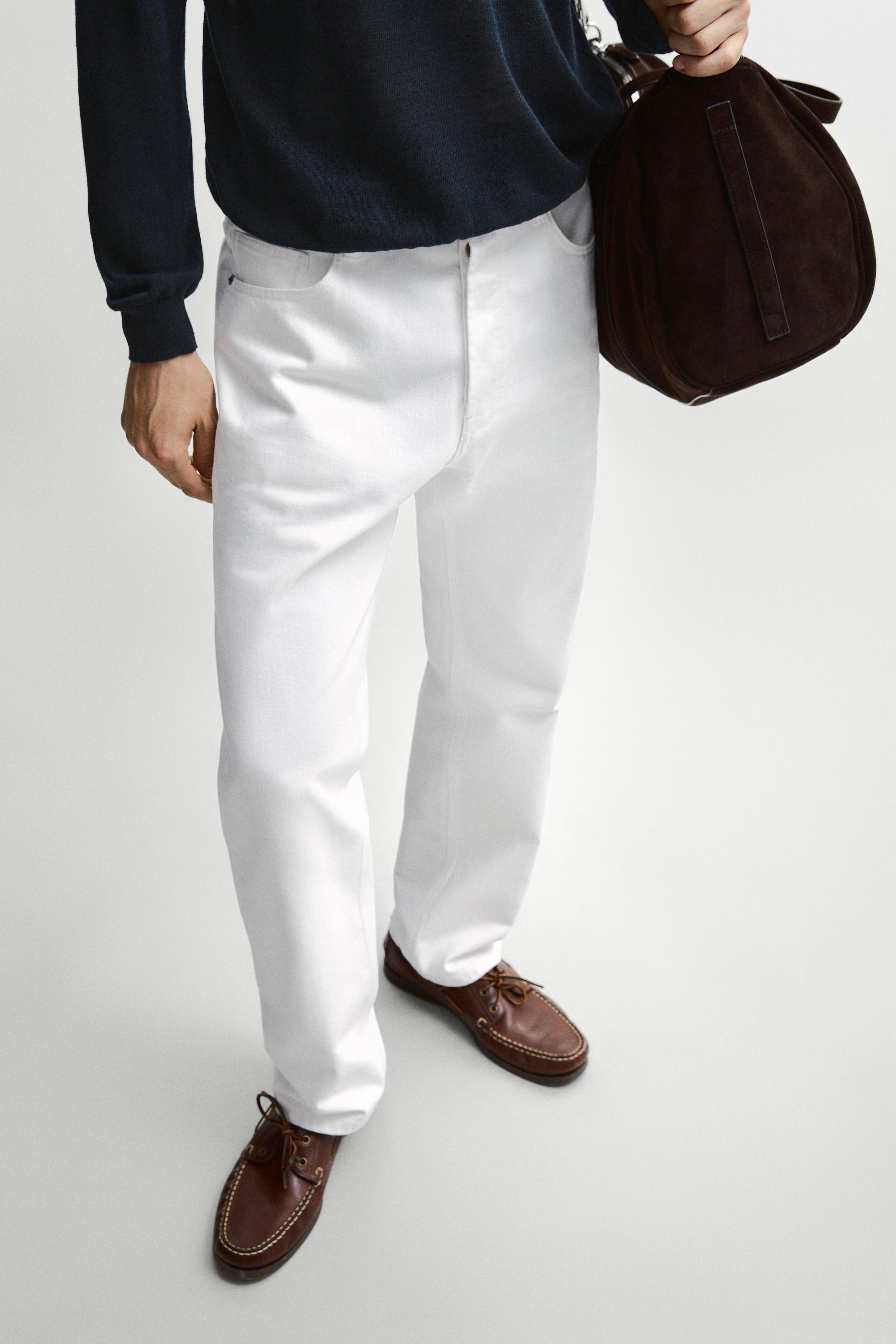 Straight-leg denim-effect pants — WHITE