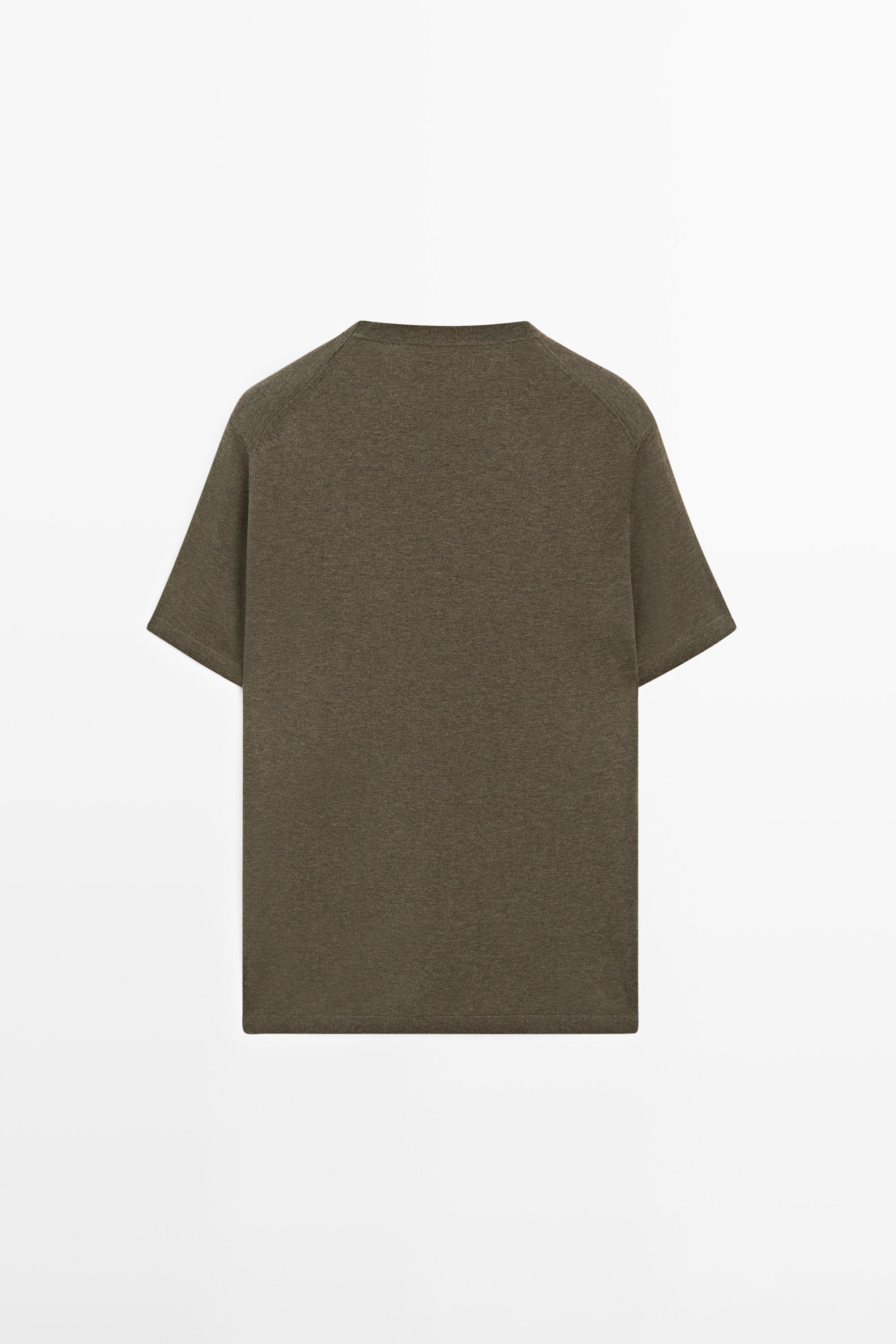 100% cotton short sleeve knit sweater — GREEN