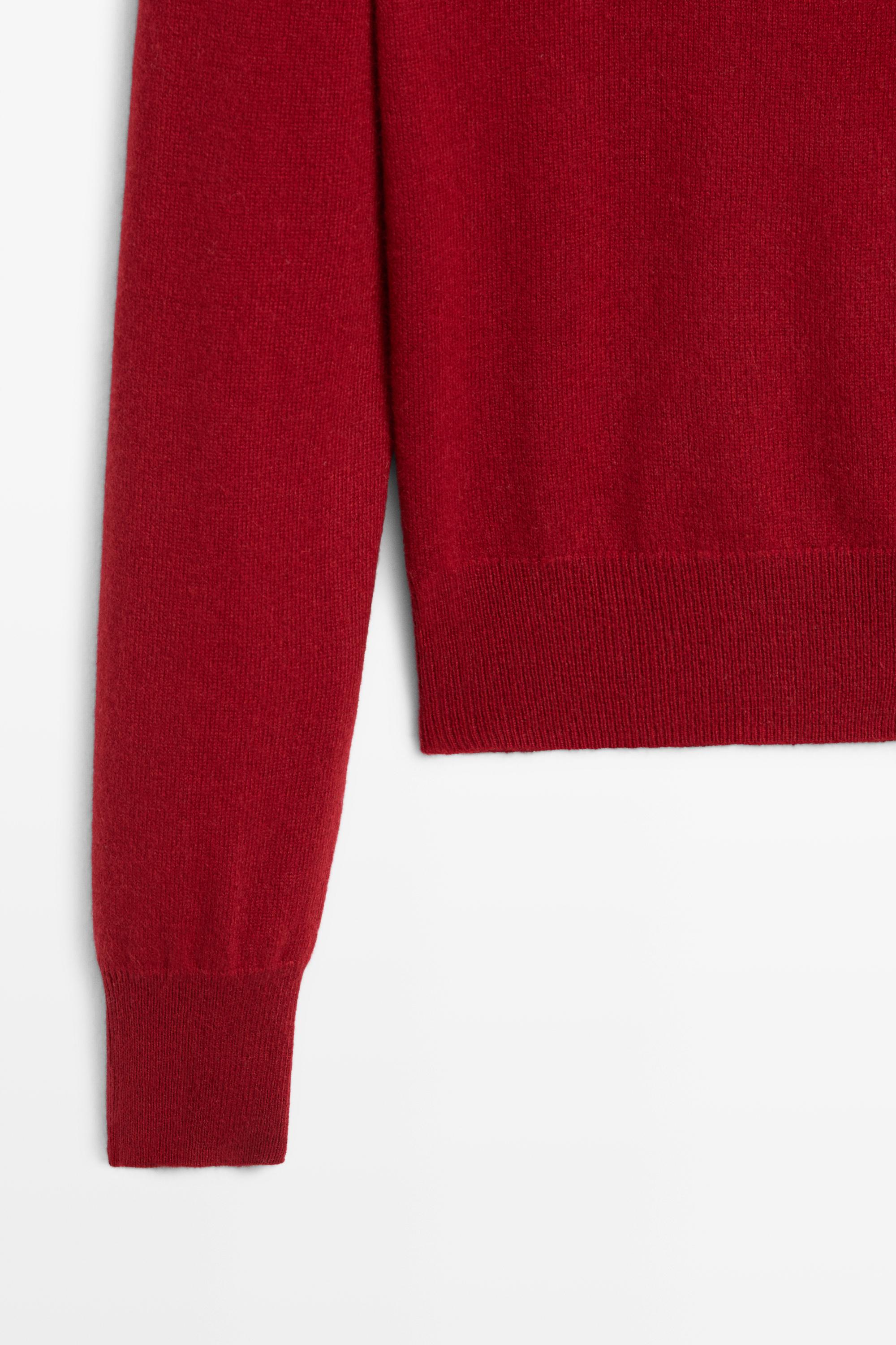 100% cashmere knit polo collar cardigan — MAROON