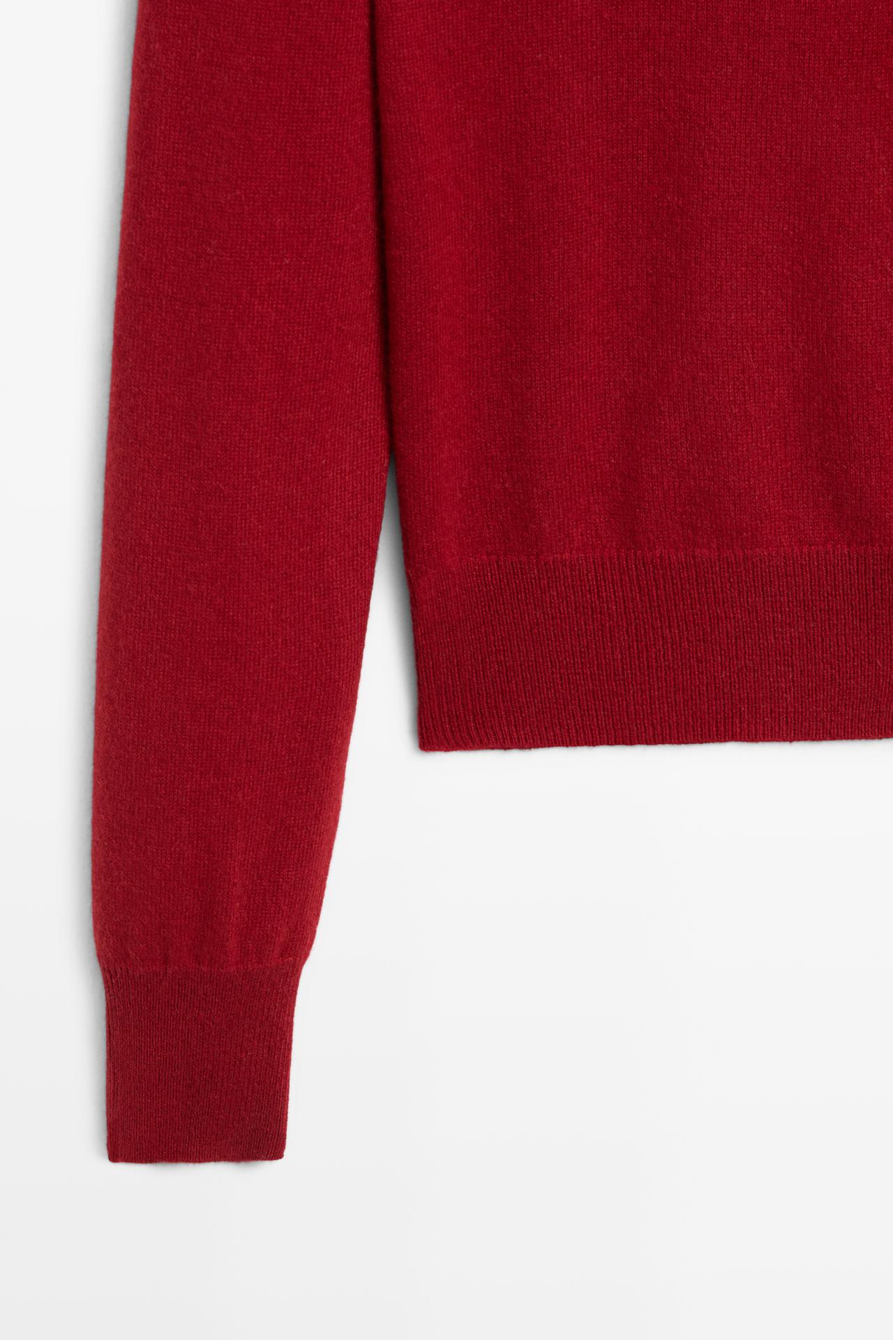 100% cashmere knit polo collar cardigan — MAROON