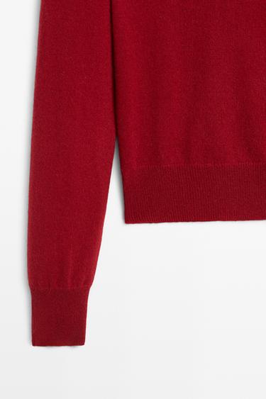 100% cashmere knit polo collar cardigan — MAROON 7