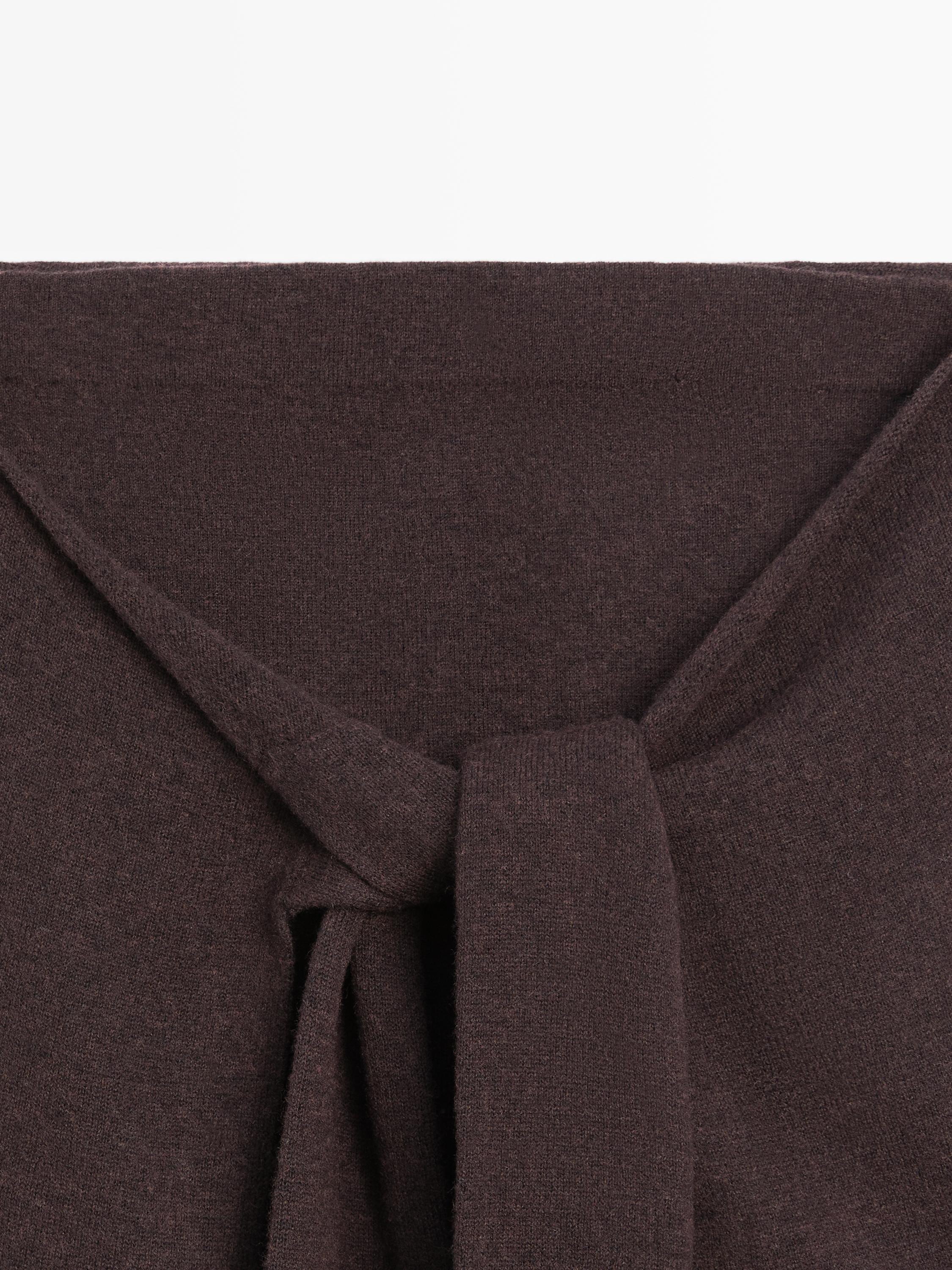 Knit skirt with knotted sleeve details — Chocolate