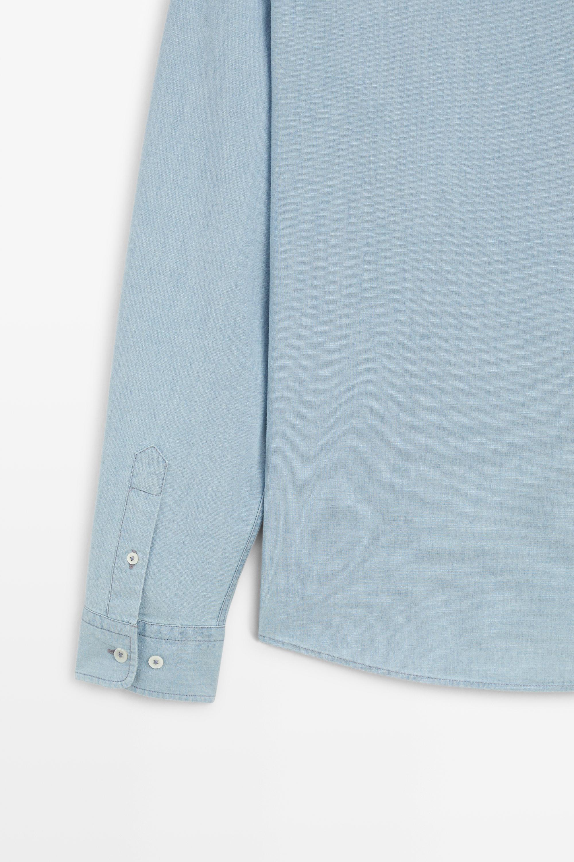 Relaxed fit denim shirt with pocket detail — BLUE