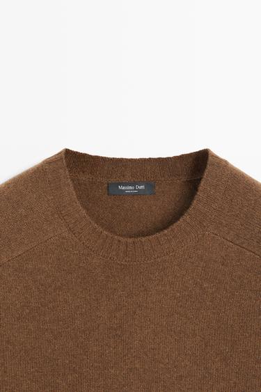 Wool-blend knit sweater with round neck — Wine Red 8