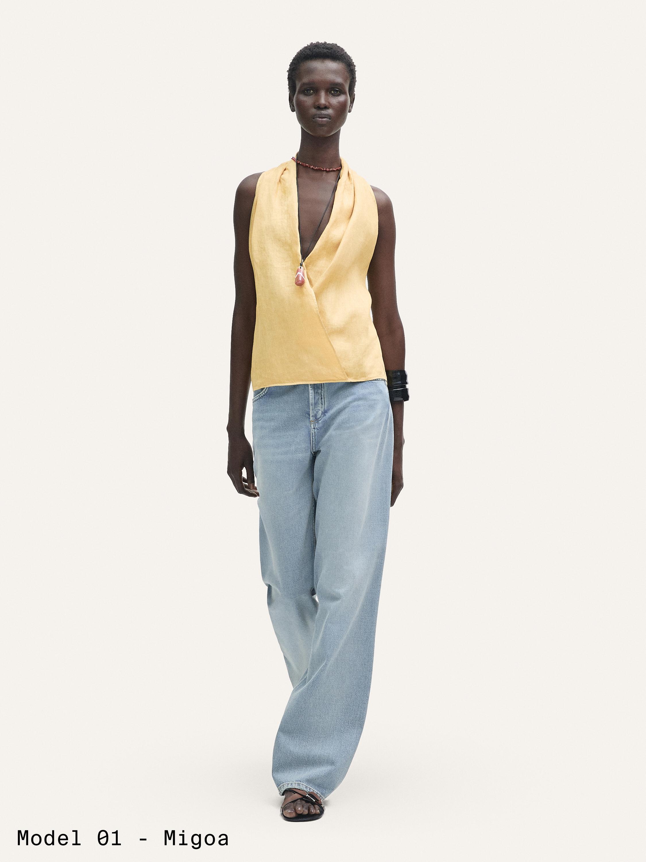 Linen crossover halter top
