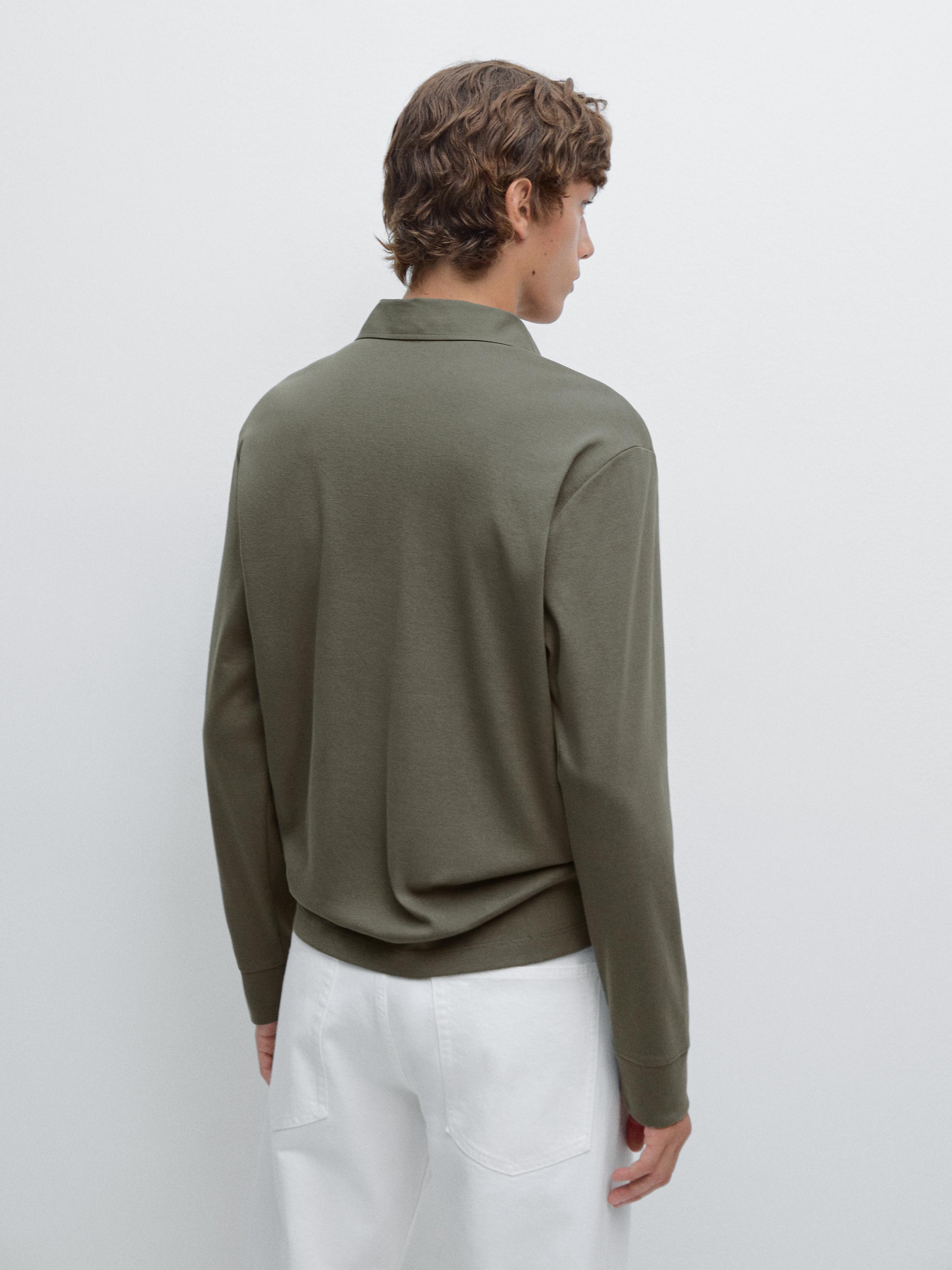 Langarm-Poloshirt mit abgesetztem Kragen