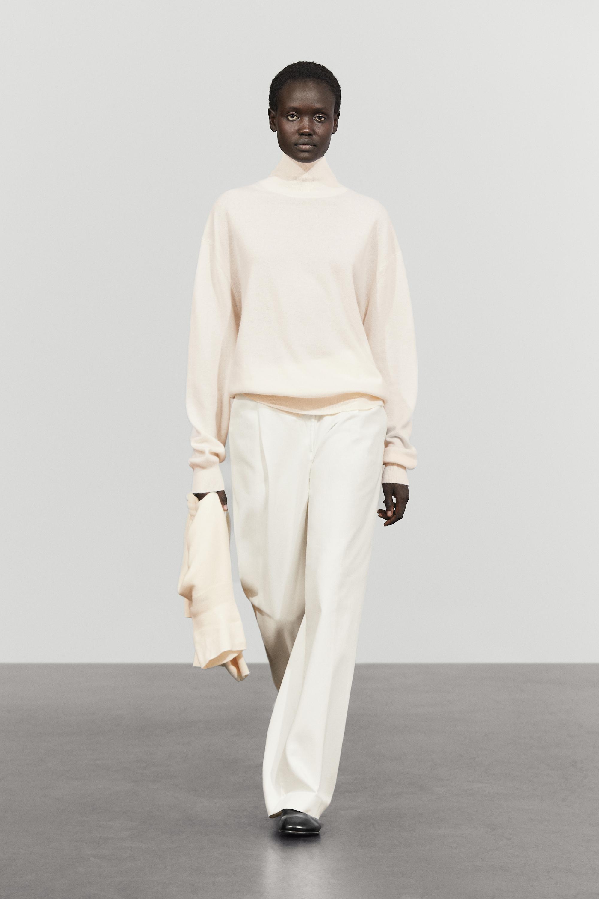 Maglia Collo Alto 100% Cashmere - Ecru - L - Massimo Dutti - Female