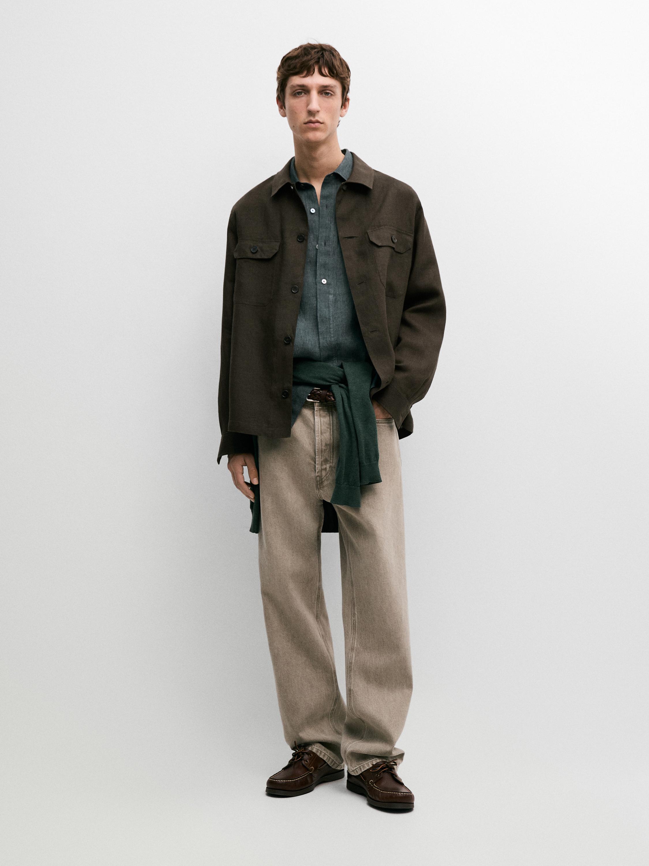 Linen overshirt with pockets