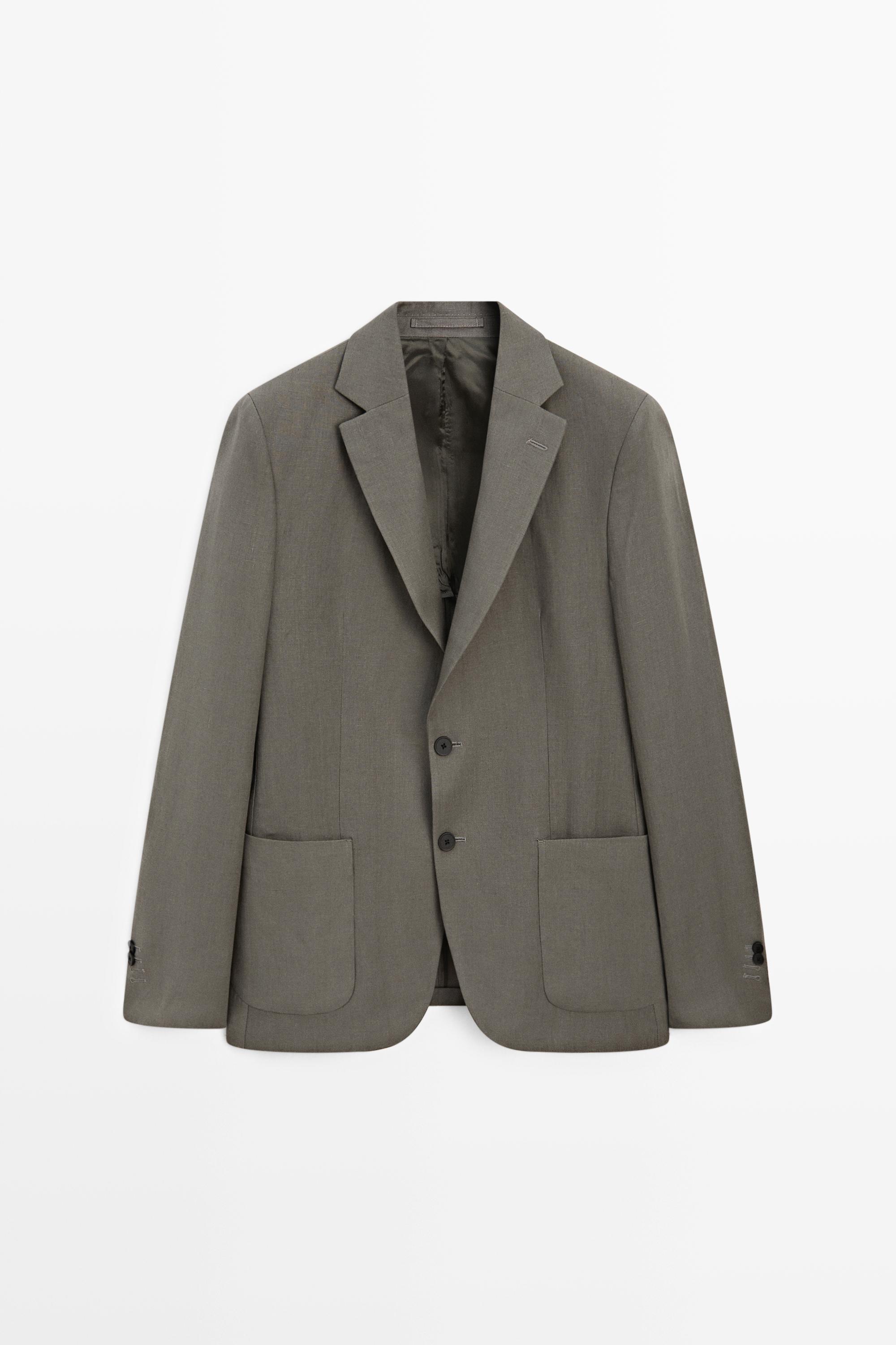 100% linen suit blazer — DARK GREEN
