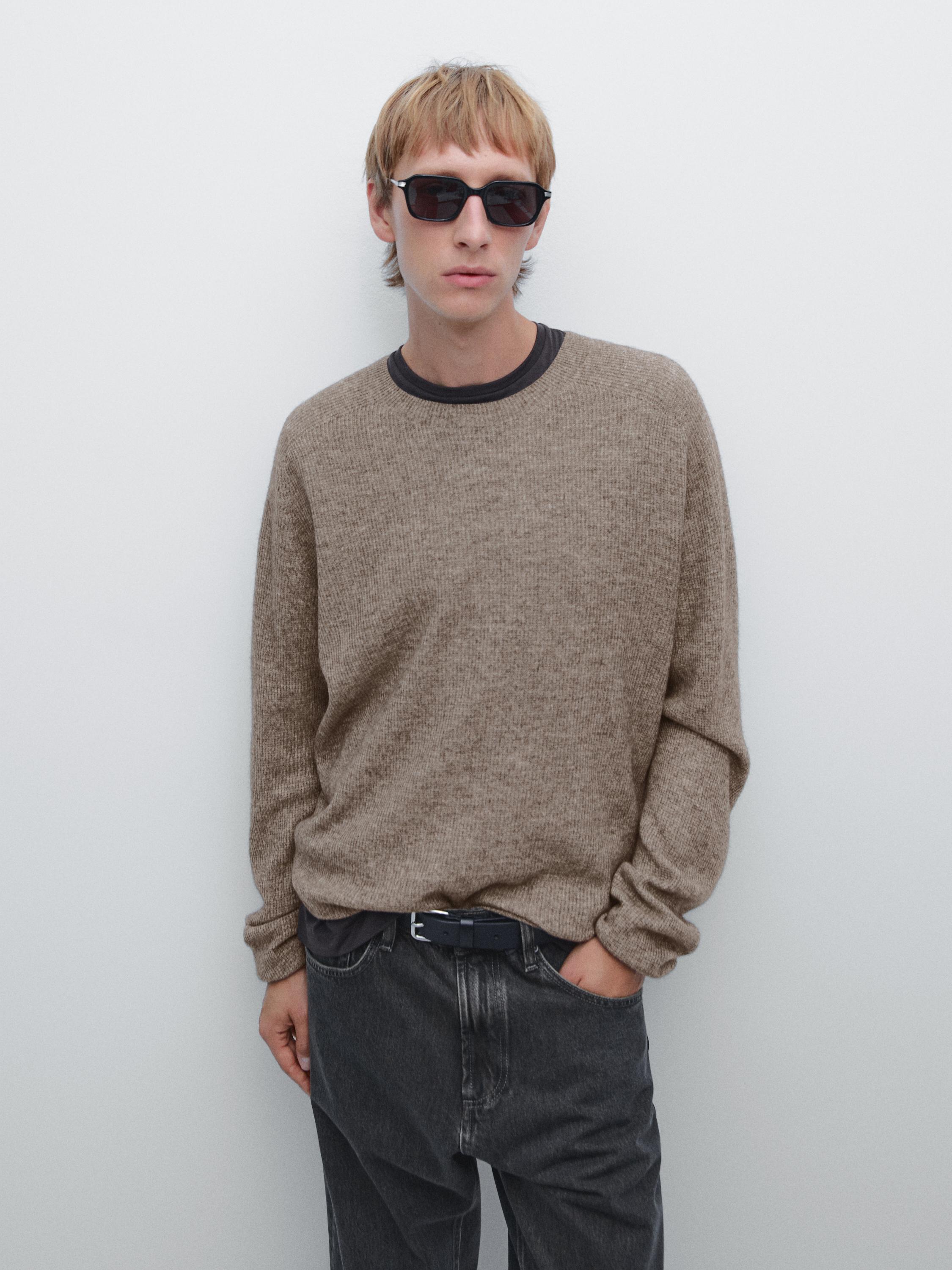 Seamless wool blend knit sweater