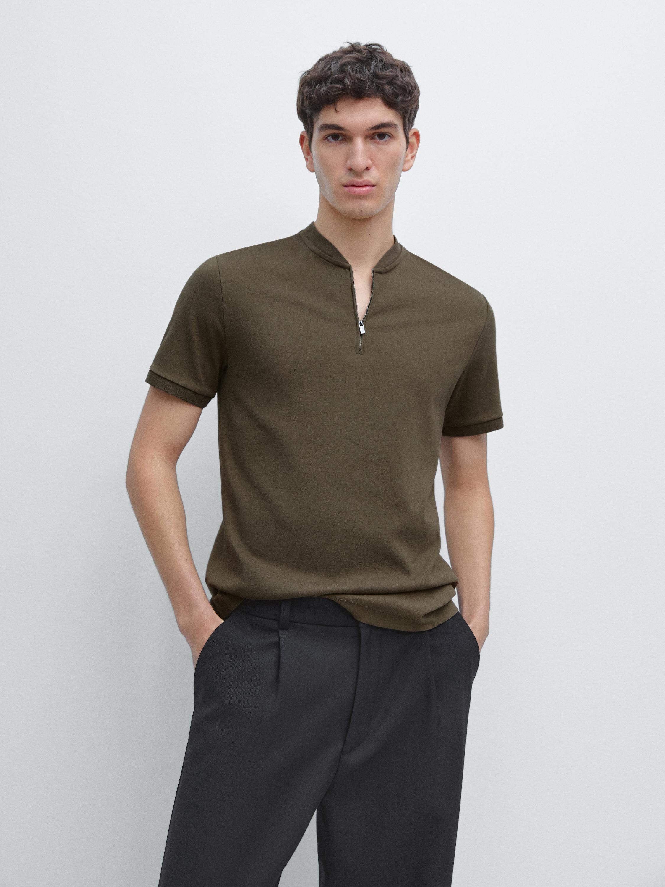 قميص بولو قطن بربع سحاب