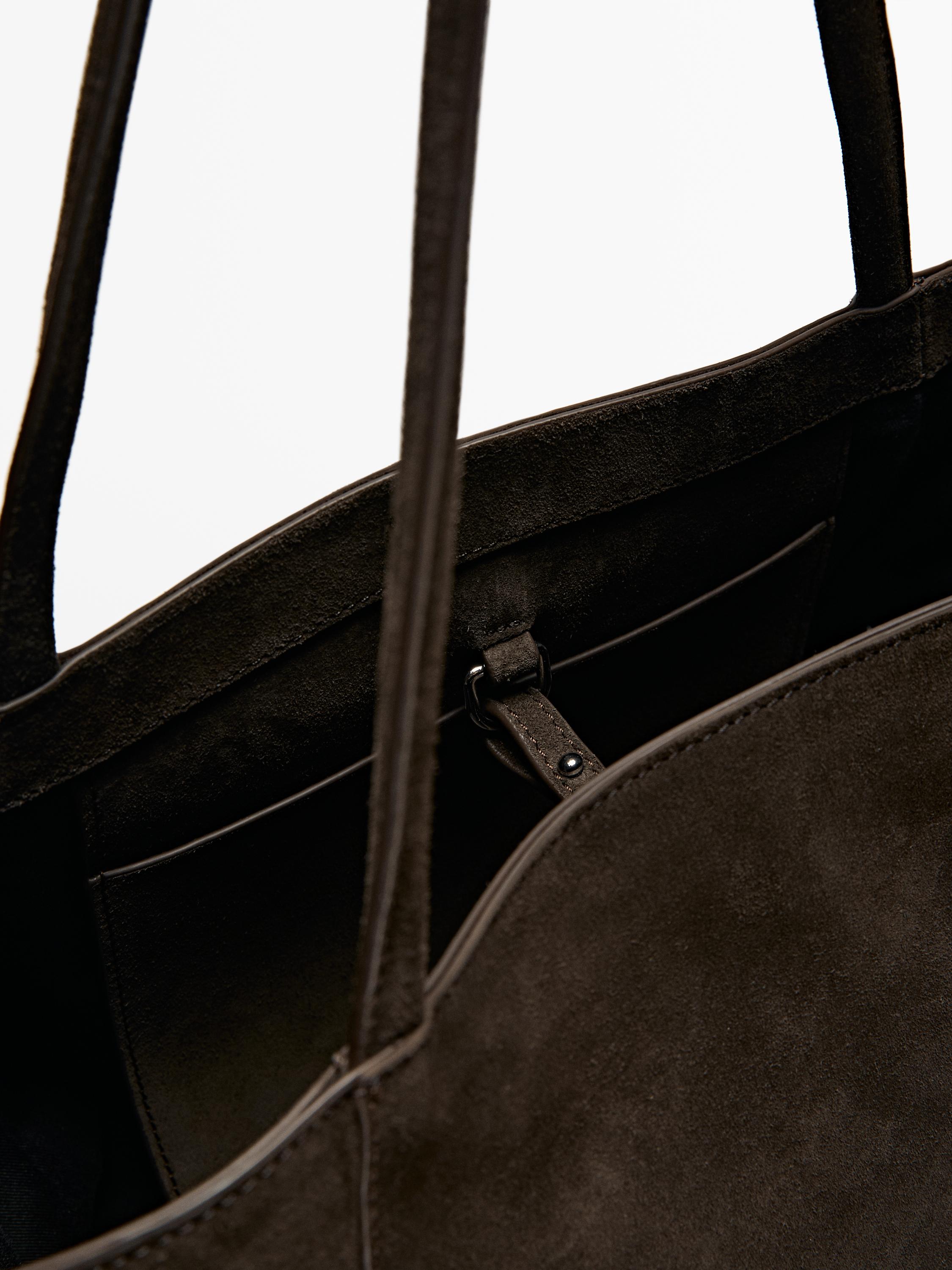 Half icon split suede bag