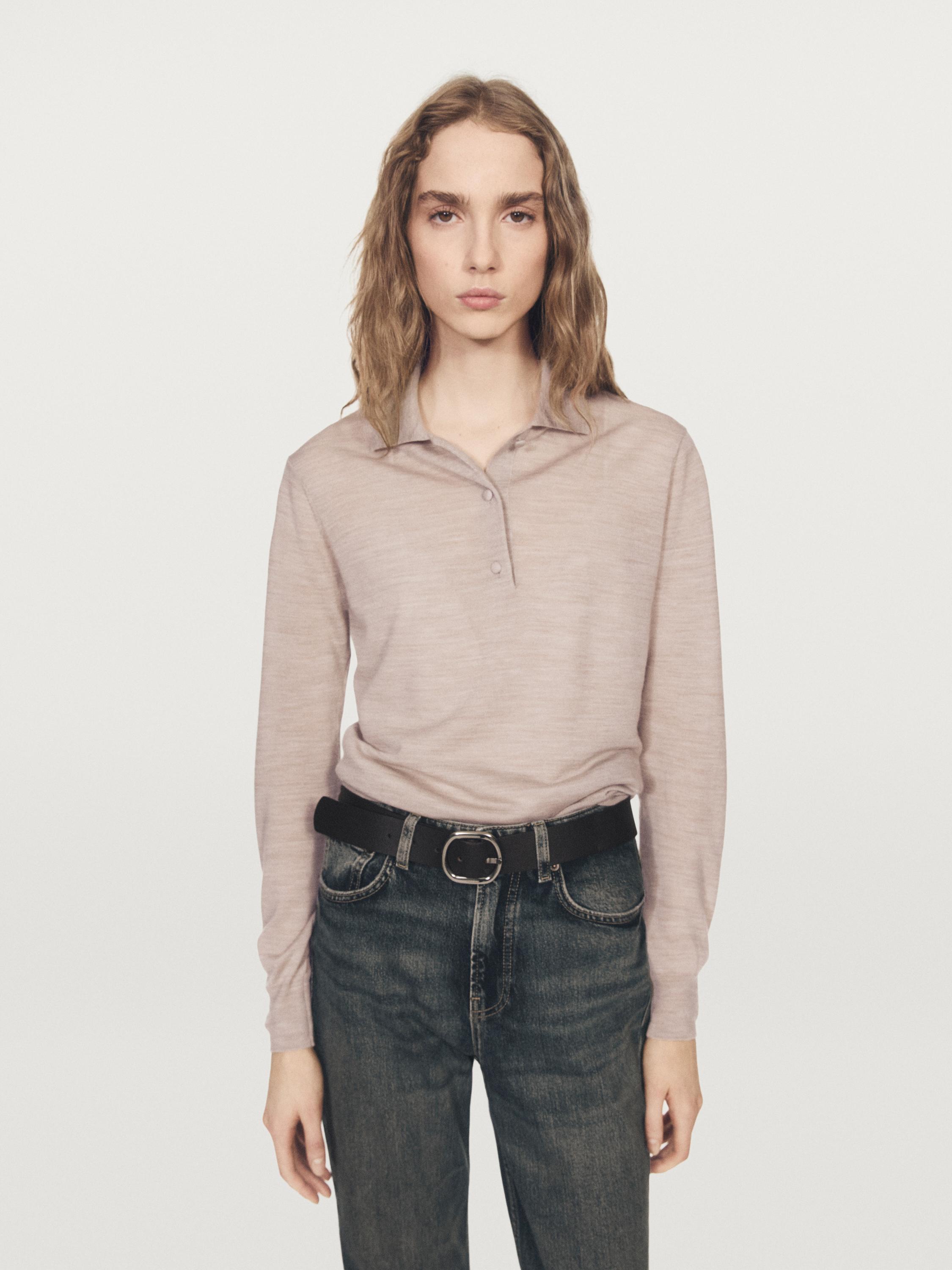 Wool knit polo sweater · Camel, Medium Grey · Sweaters | Massimo Dutti