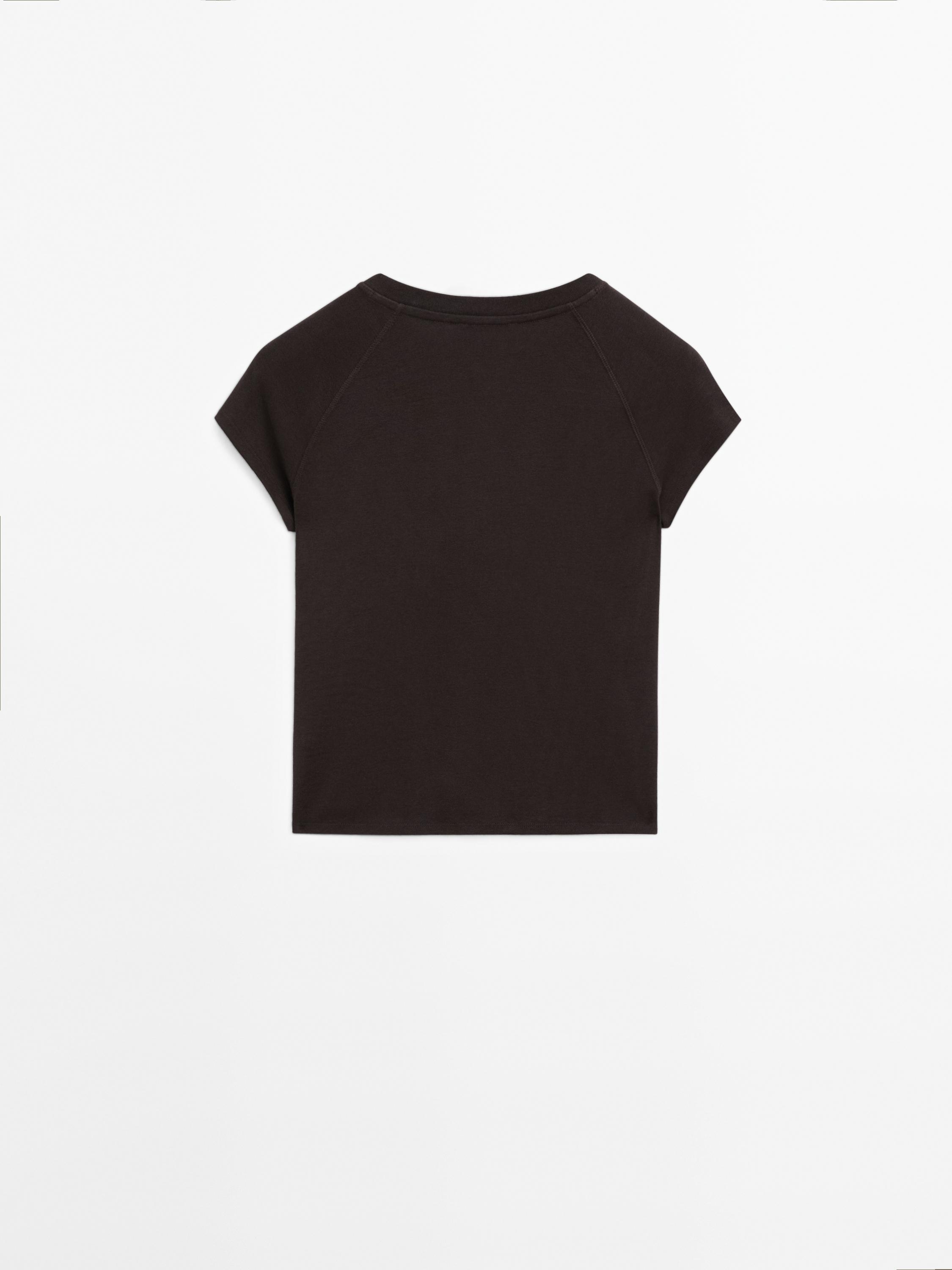 Slim fit raglan sleeve cotton T-shirt