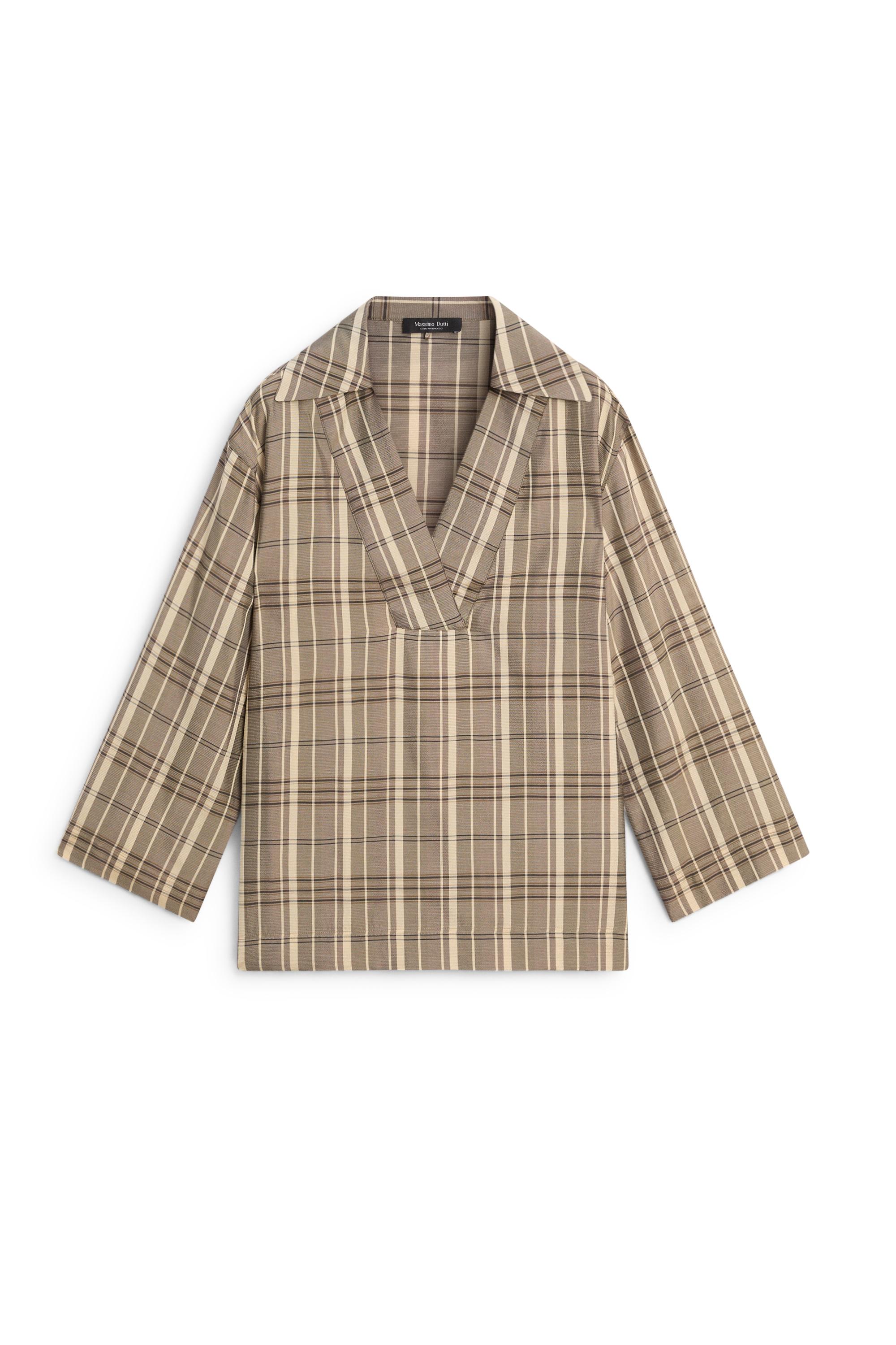 Oversize check polo shirt — GREY