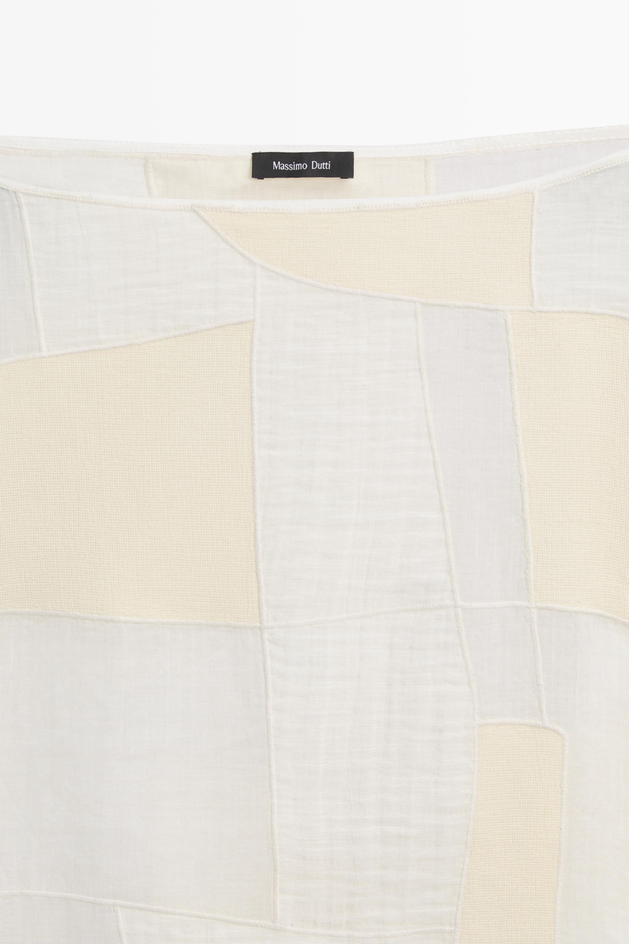 Patchwork print boat neck blouse — Off white