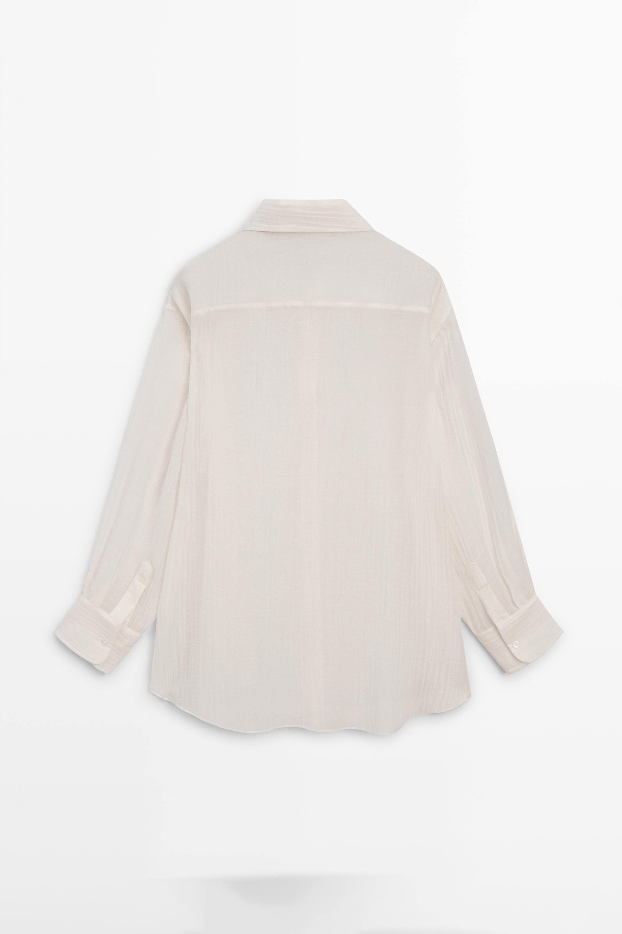 Flowing shirt with pleated detail — IVORY