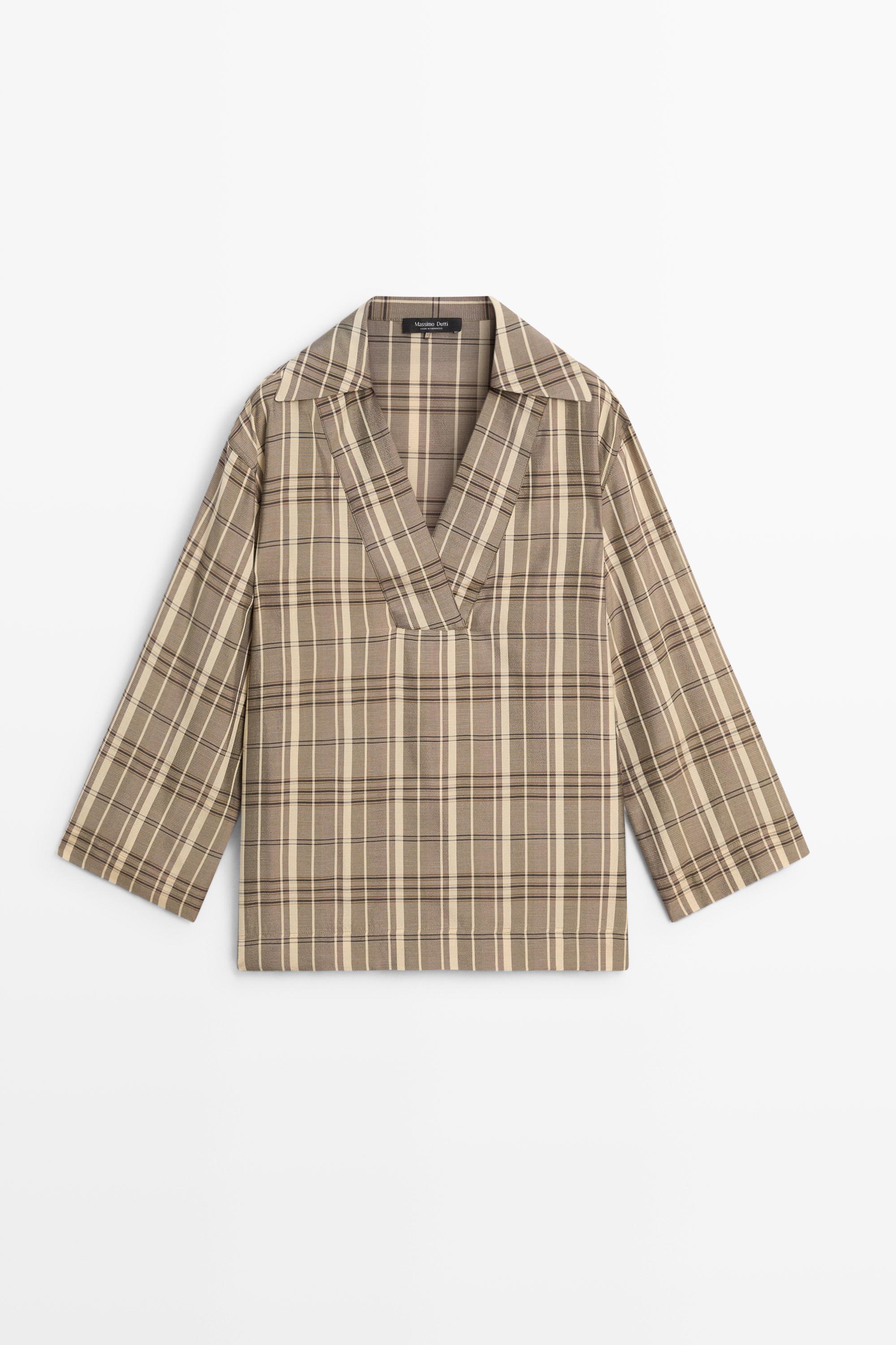 Oversize check polo shirt — GREY