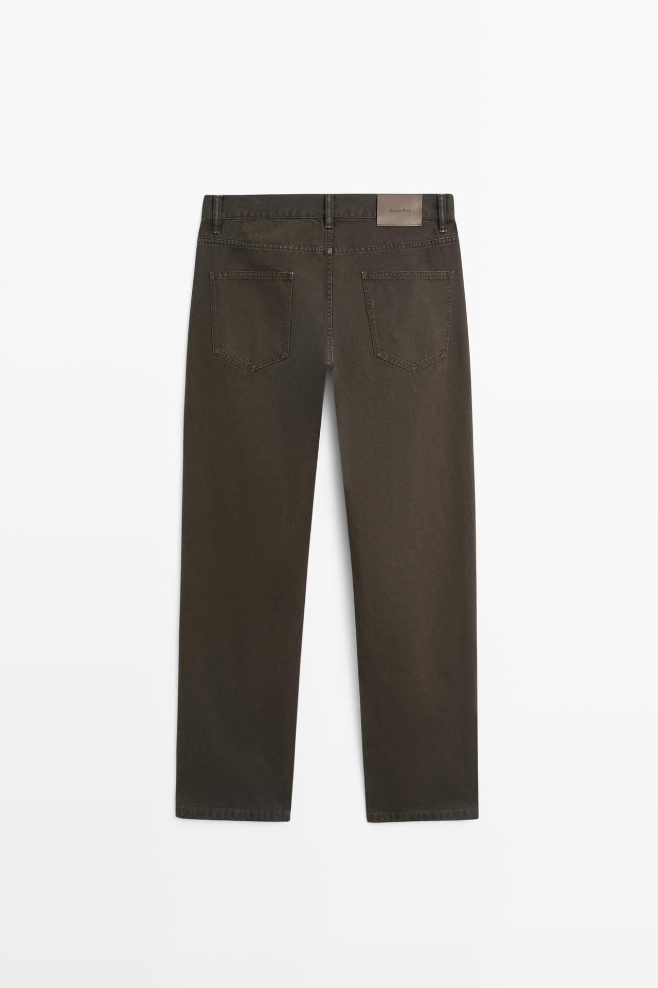 Tapered fit denim-effect pants — Chocolate