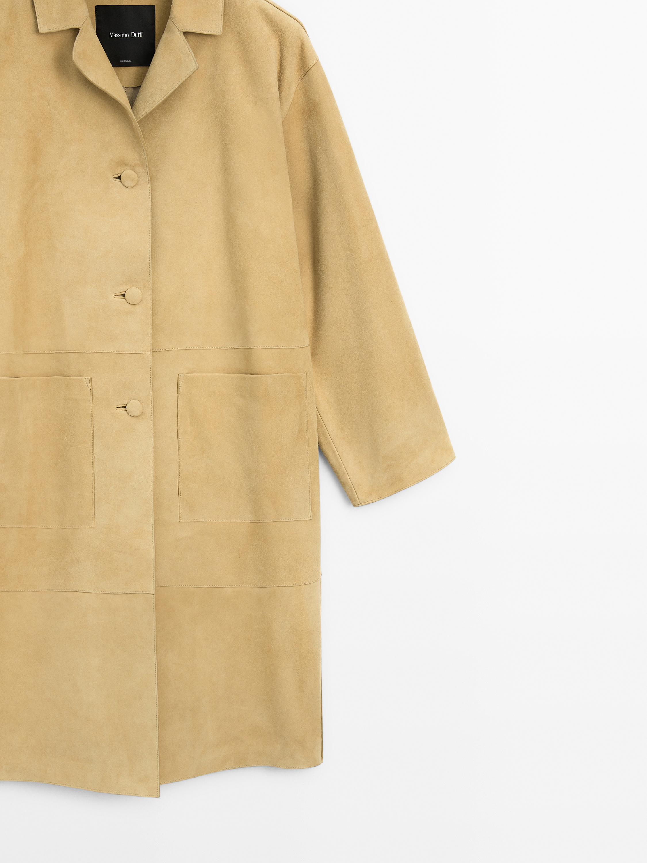 Long suede leather coat