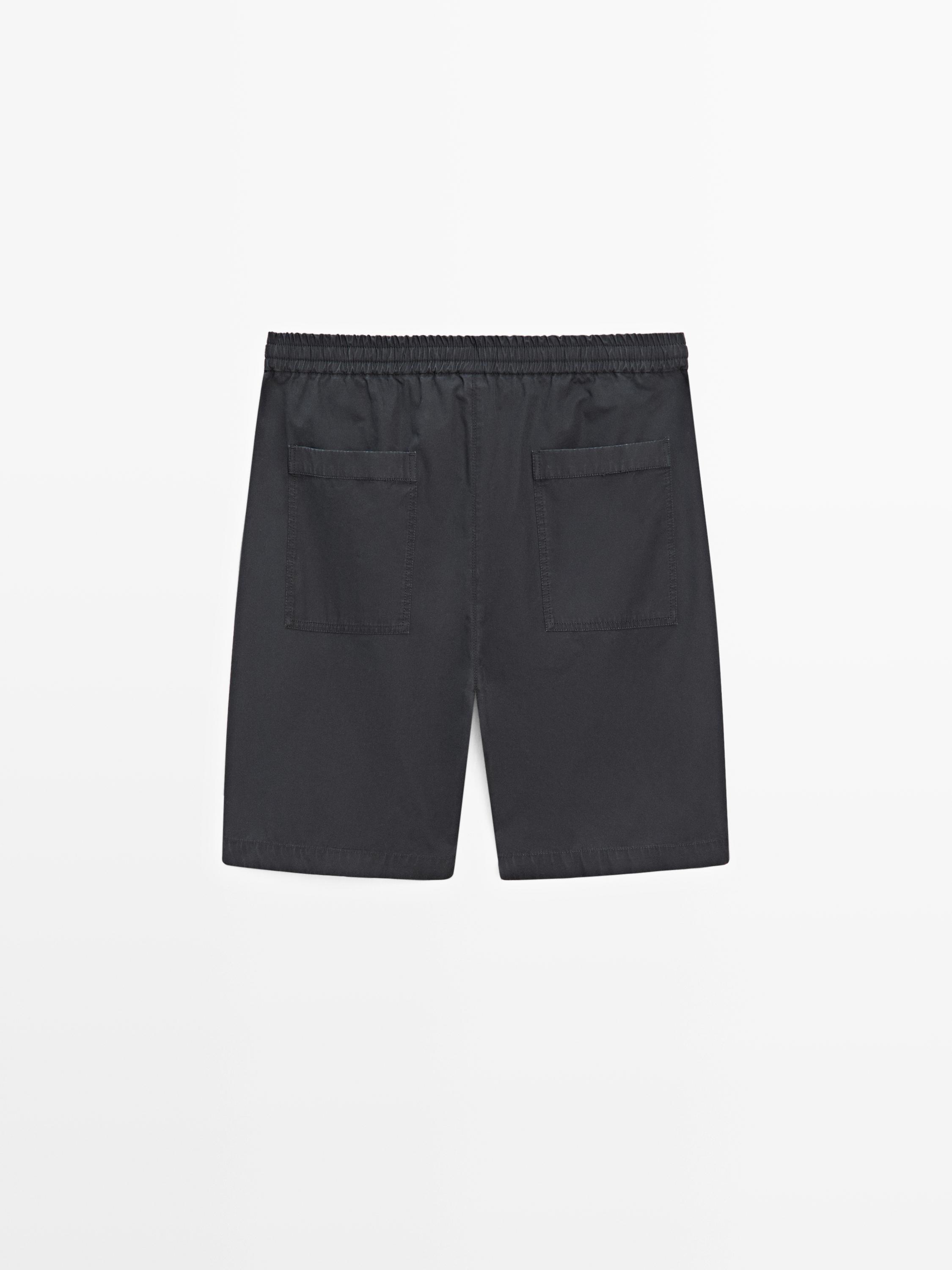 100% cotton jogger fit Bermuda shorts — NAVY BLUE