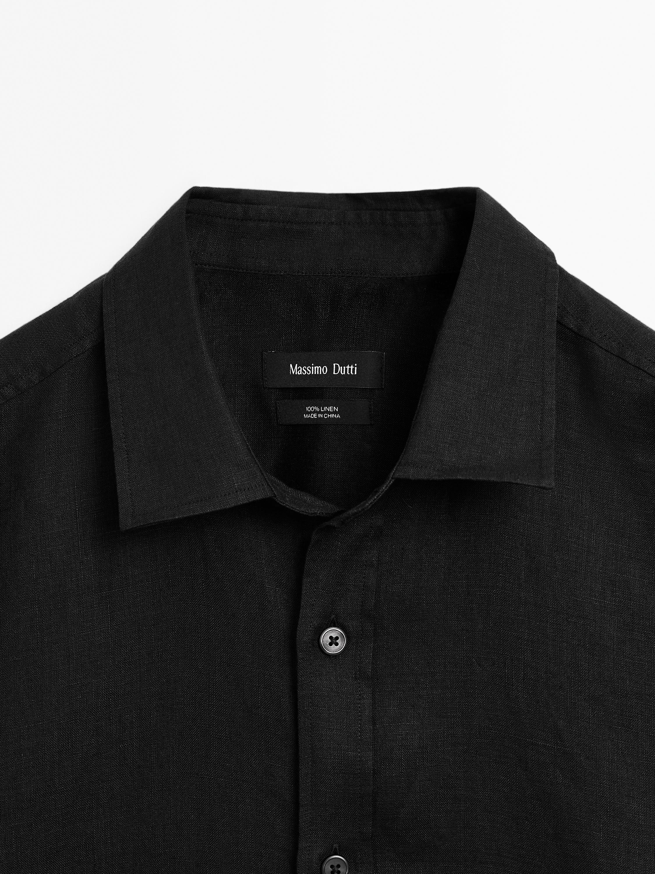 Regular fit short sleeve linen shirt